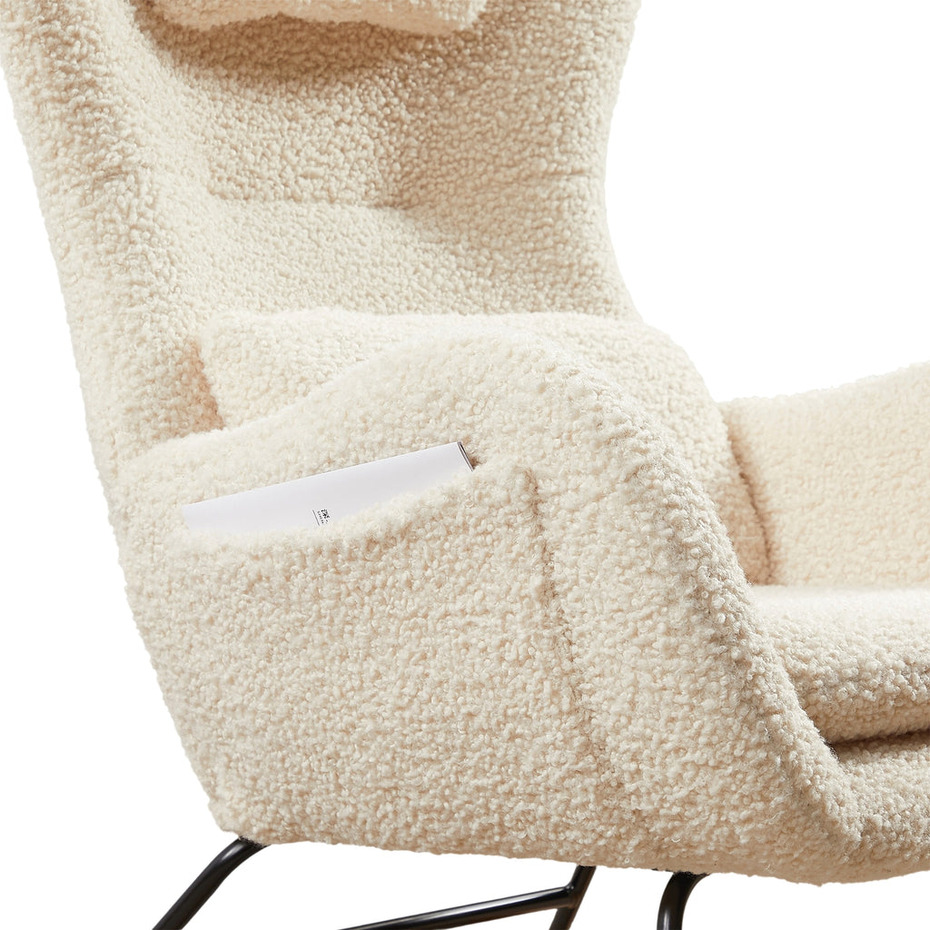 LuneluX_Home – Modern Rocking Chair with High Backrest (Beige) - enhanced image 1