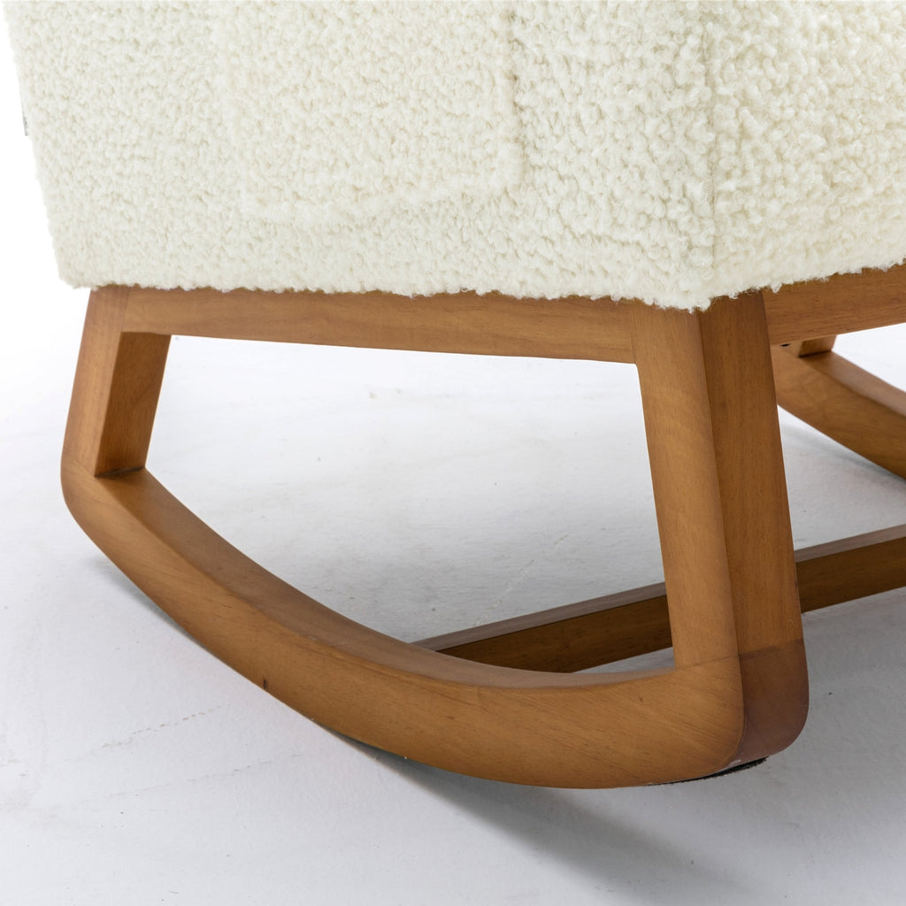 LuneluX_Home – "White Teddy" Rocking Lounge Chair - enhanced image 1