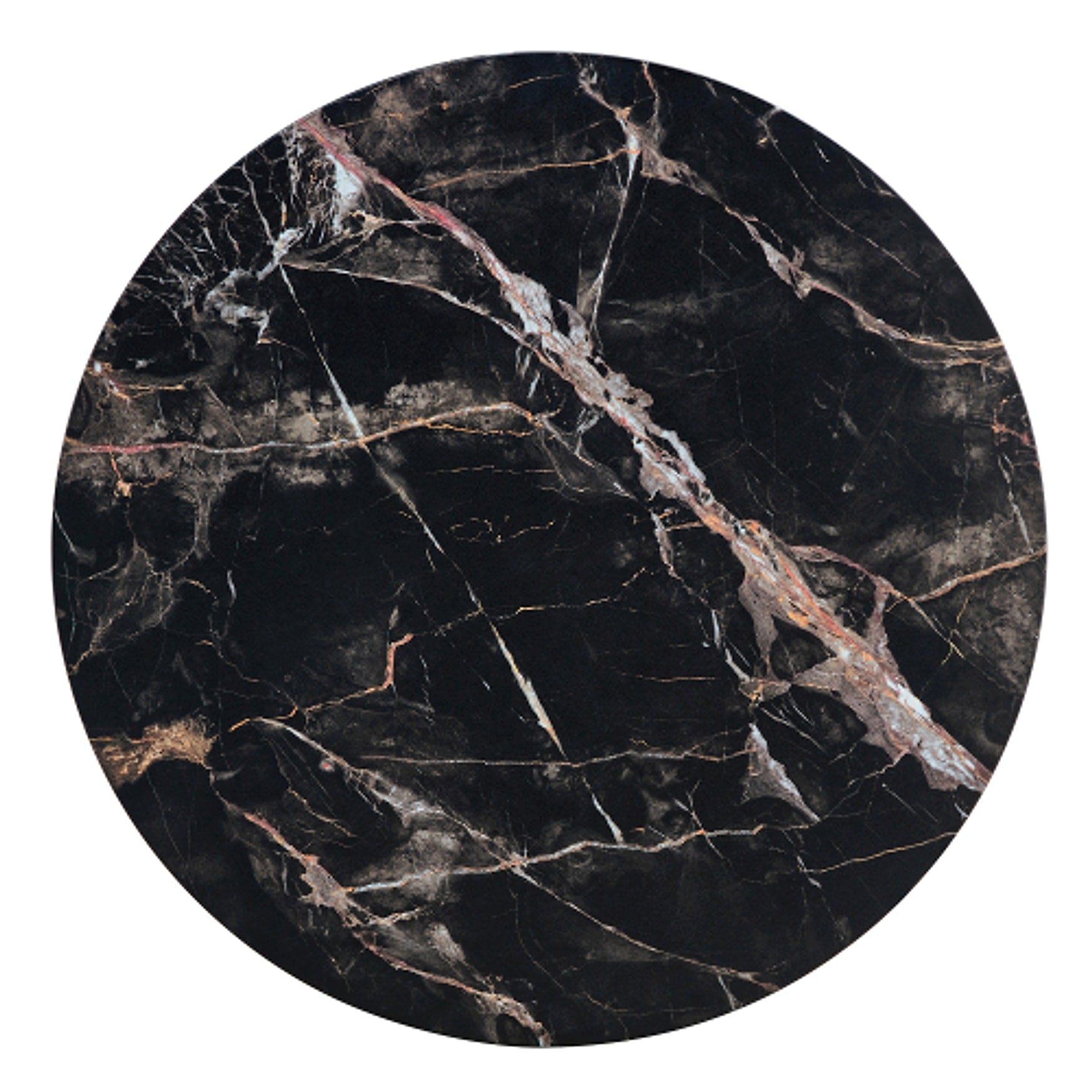 LuxeHome™ – 31.5" Black Marble Round Coffee Table with Adjustable Metal Legs (US Warehouse) - enhanced image 1