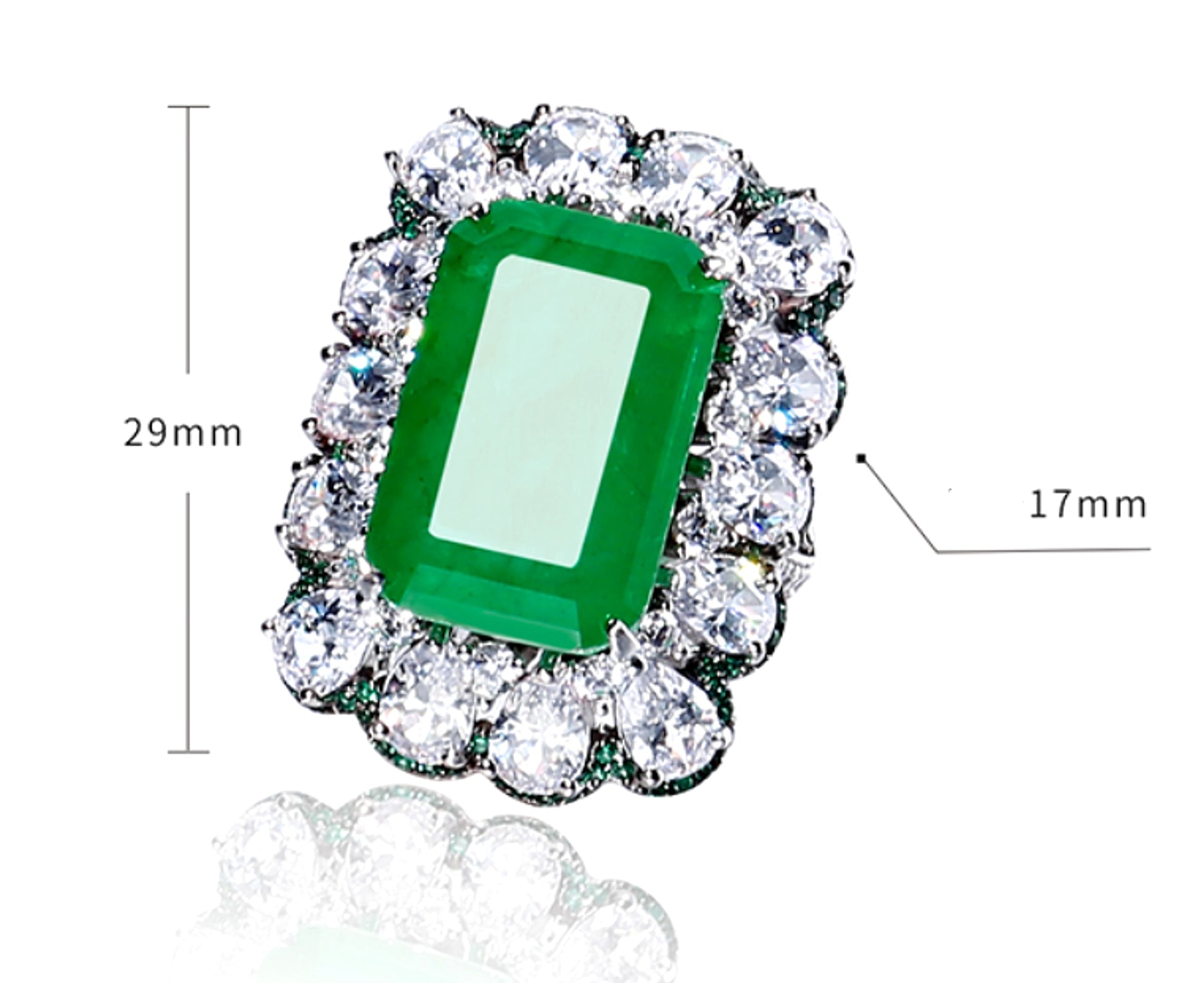 LuxeJewels™ - FrostÉmeraude  – Regal Emerald Statement Ring - enhanced image 1