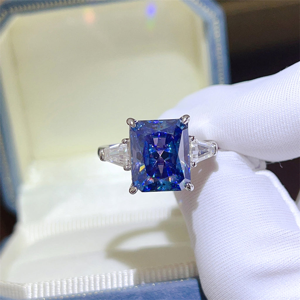 LuxeJewels™ – SapphireWhisper – Royal Blue Moissanite Ring - enhanced image 1