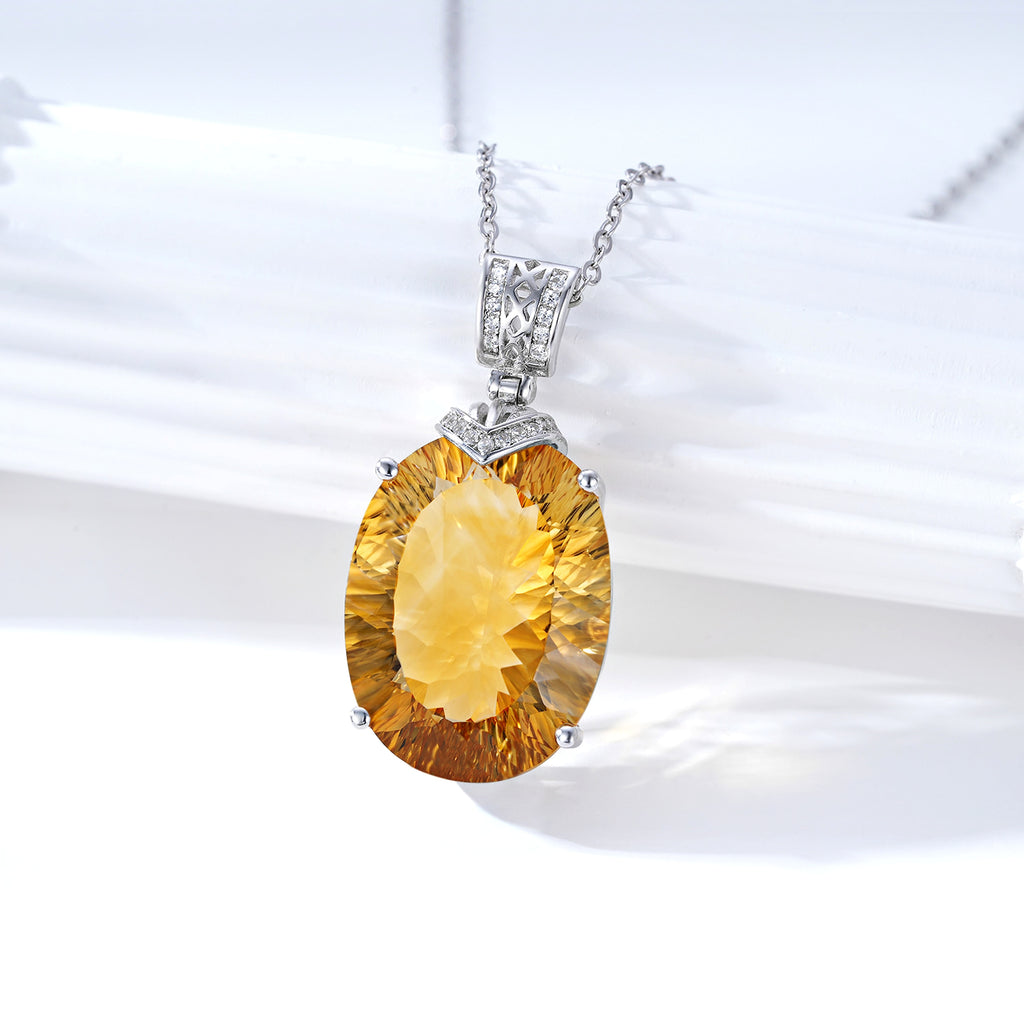 LuxeJewels™ – Solaris Gemdrop Citrine Pendant Necklace - enhanced image 1