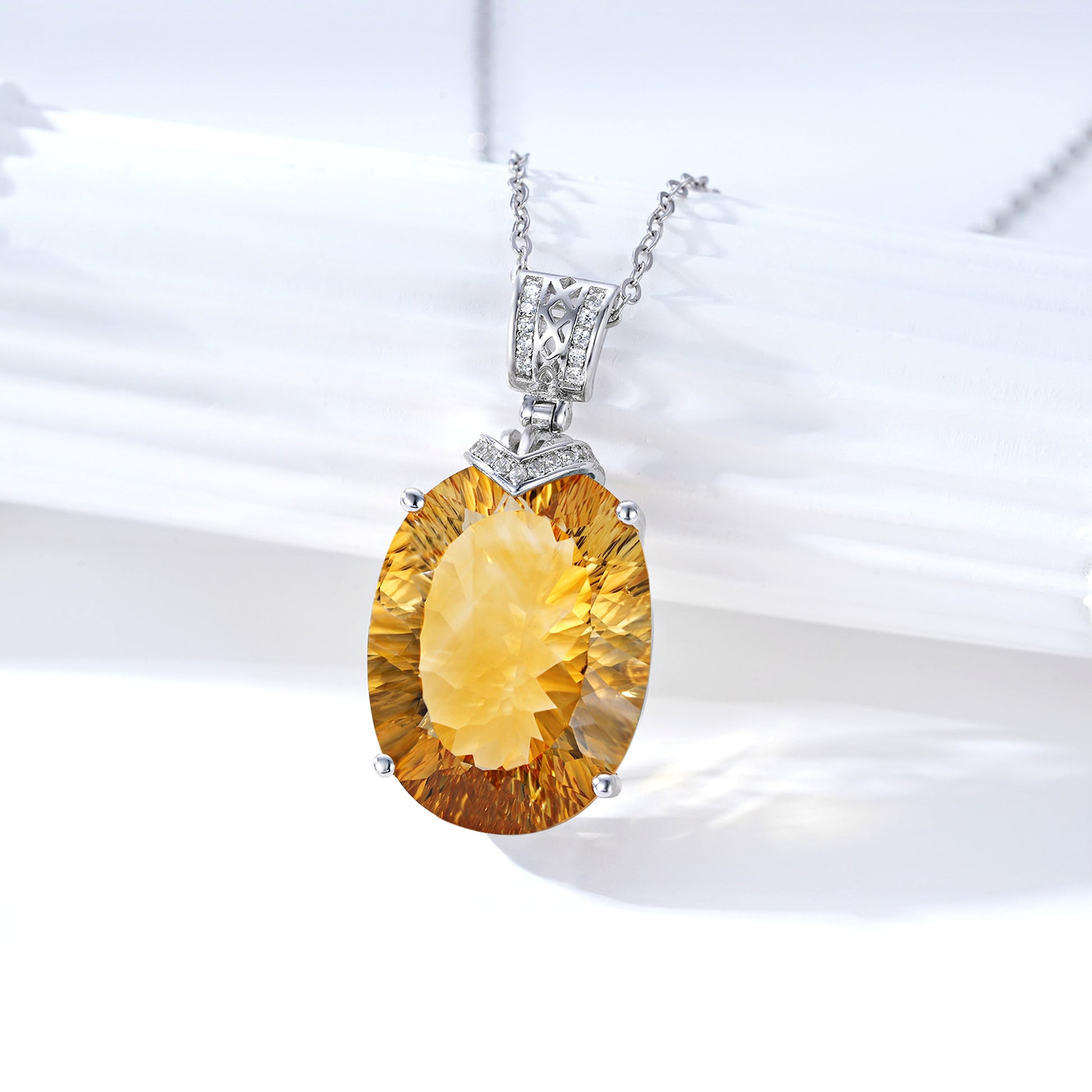 LuxeJewels™ – Solaris Gemdrop Citrine Pendant Necklace - enhanced image 1