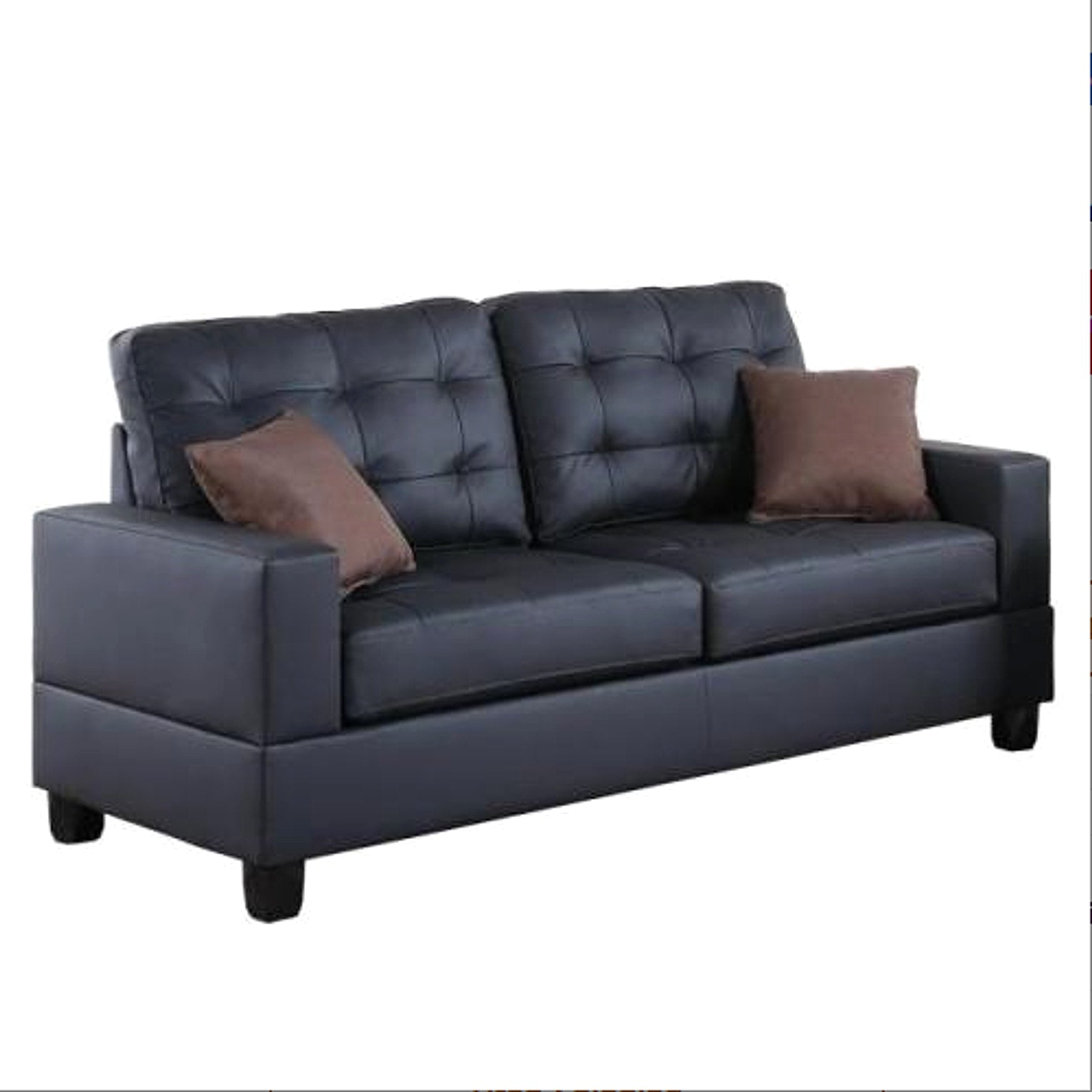 LuxeLiving™ – 2‑Piece Faux Leather Sofa Set with Pillows (US Warehouse) - enhanced image 1