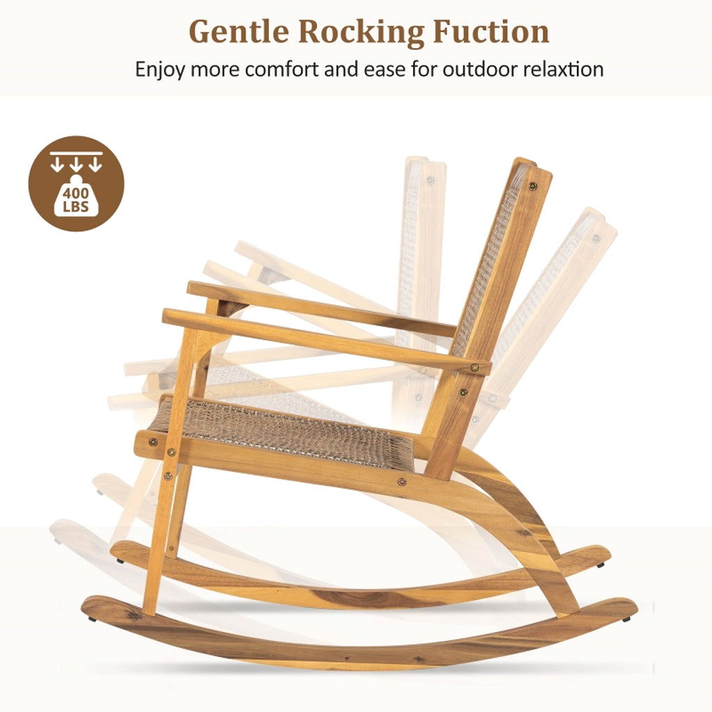 LuxePatio™ – 2‑Piece Acacia Rocking Chair Set for Outdoor & Garden Use (US Warehouse) - enhanced image 1
