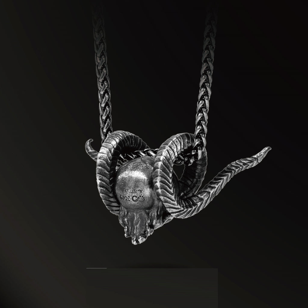 Magaraci™ 925 Silver Antique Pendant Inlaid With 18k Gold Punk Necklace - enhanced image 1