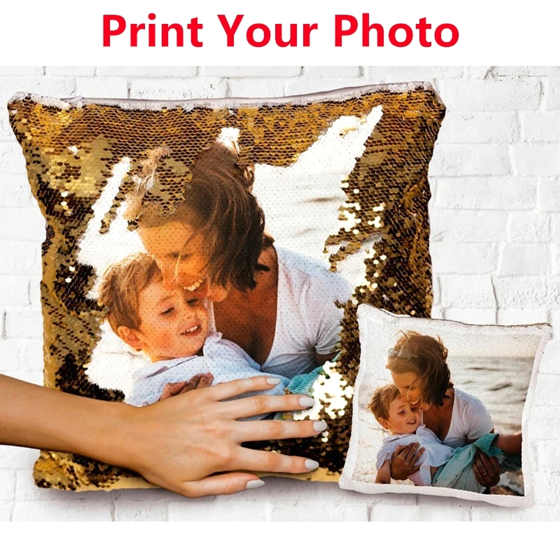 MagicSpark™ – Custom Sequin Photo Pillowcase (40×40 cm) - enhanced image 1