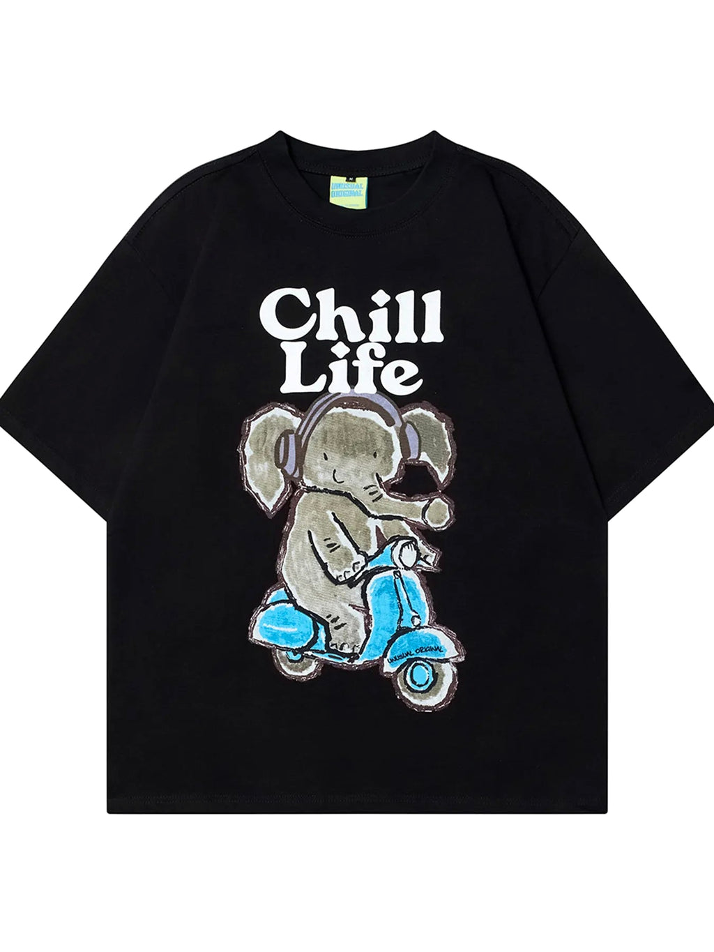Men's Casual Elephant Graphic Short Sleeve Oversized T-Shirt - enhanced image 1