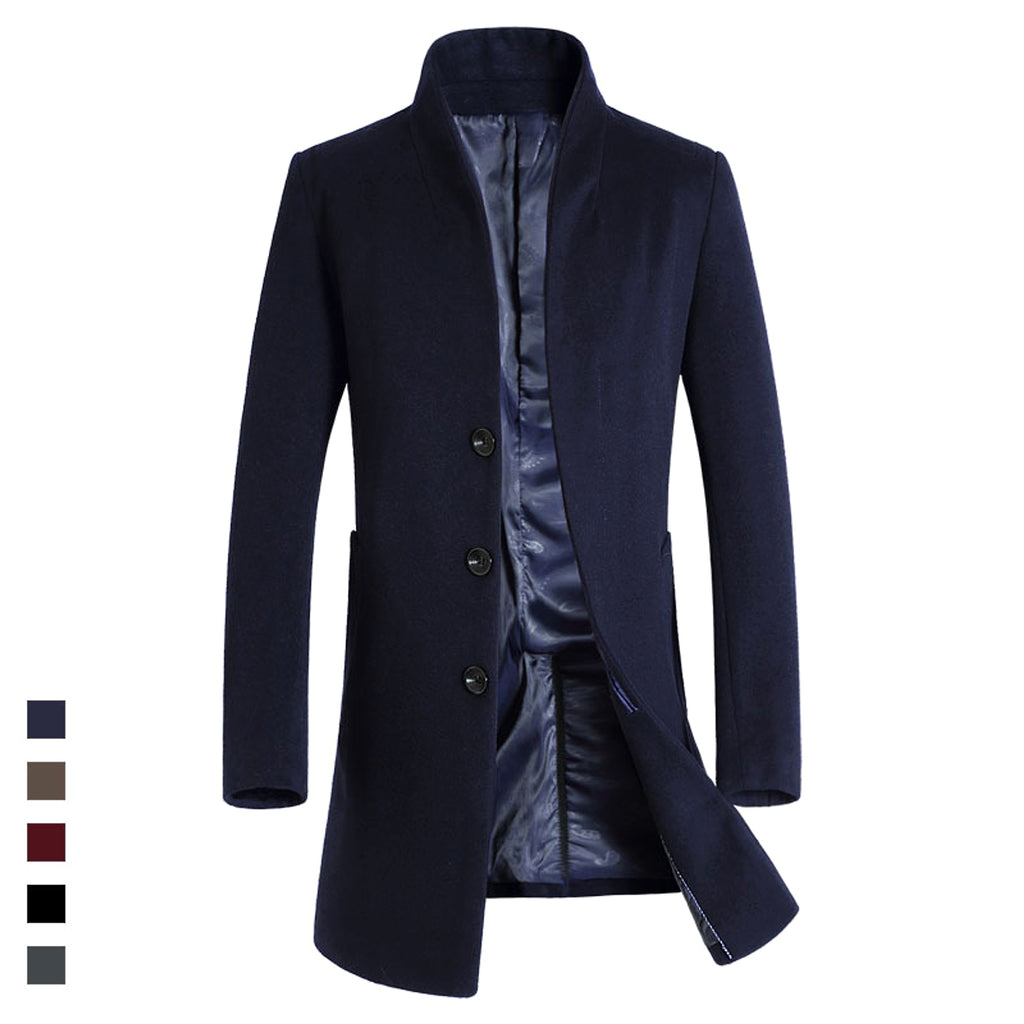 Men's casual woolen trench coat - enhanced image 1