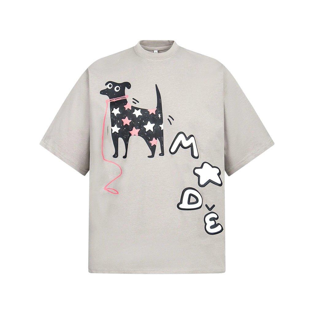 Men's Dog Round Neck Oversized T-Shirt - enhanced image 1