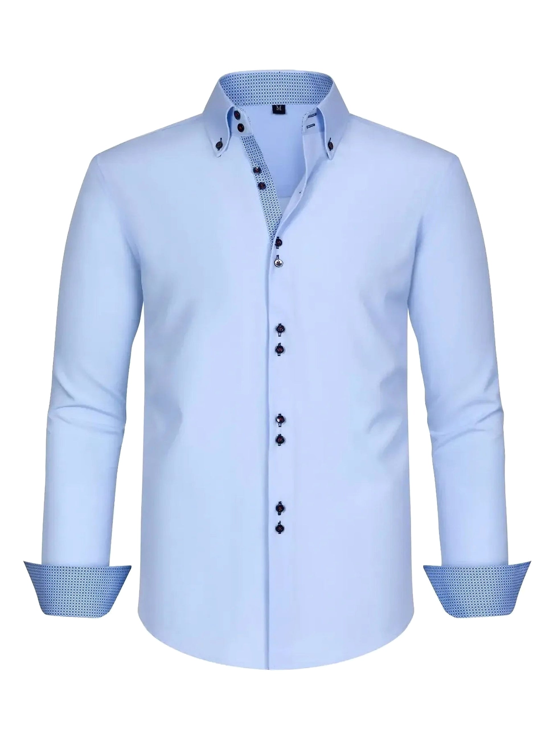Men's Full Size Button-Down Casual Shirt with Contrast Cuffs Plus Size - enhanced image 1