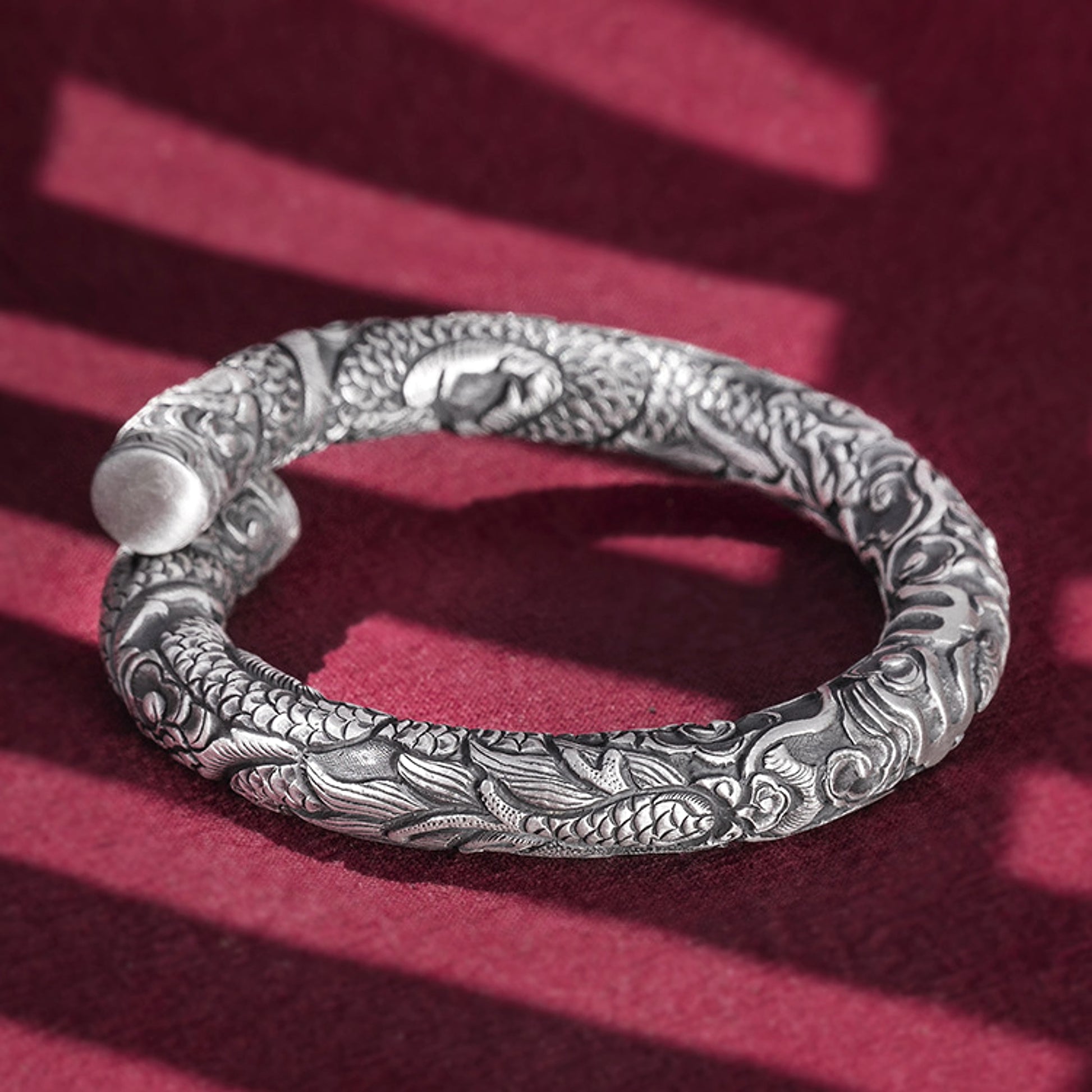 Men's Silver Double Head Bead Playing Bracelet - enhanced image 1