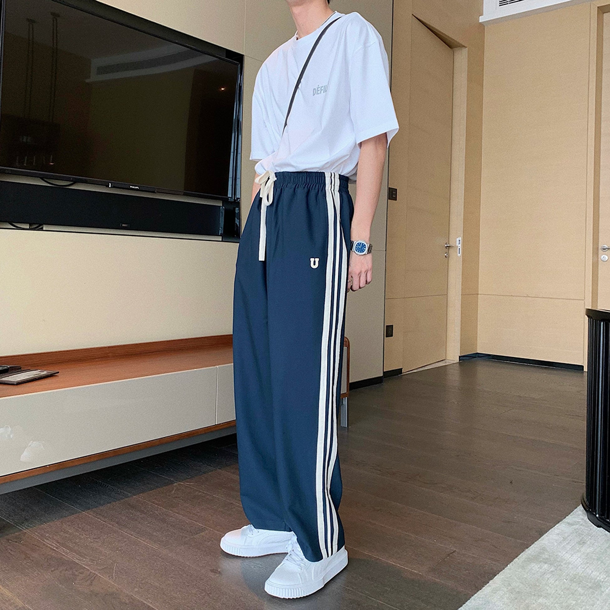 Men's Solid Color Cardigan Sweater Casual Pants Two Piece Set - enhanced image 1