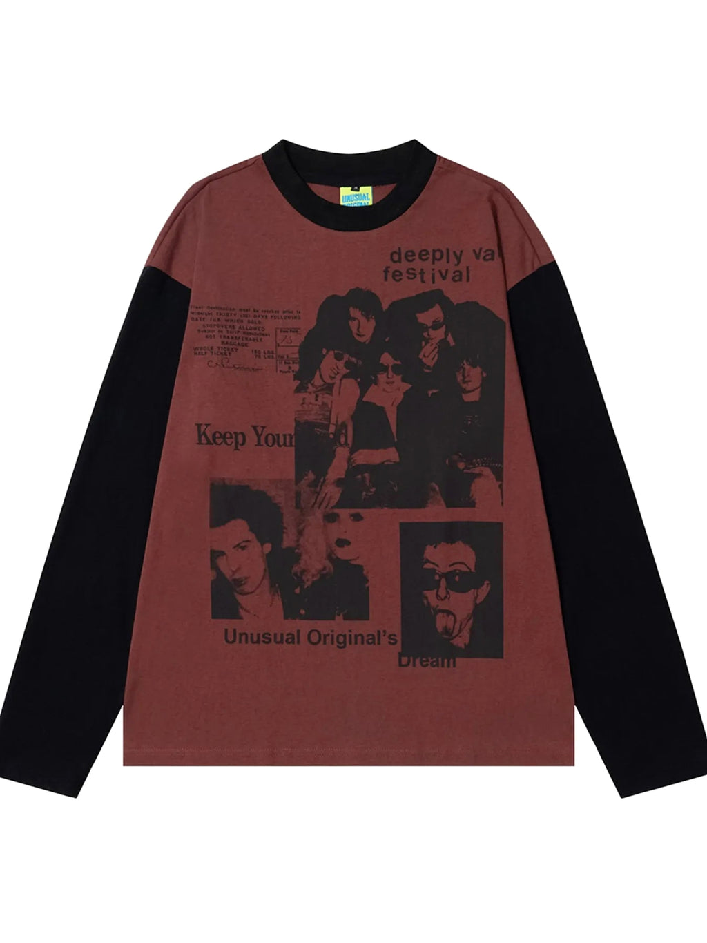 Men's Vintage Style Photo Print Contrast Sleeve T-Shirt - enhanced image 1