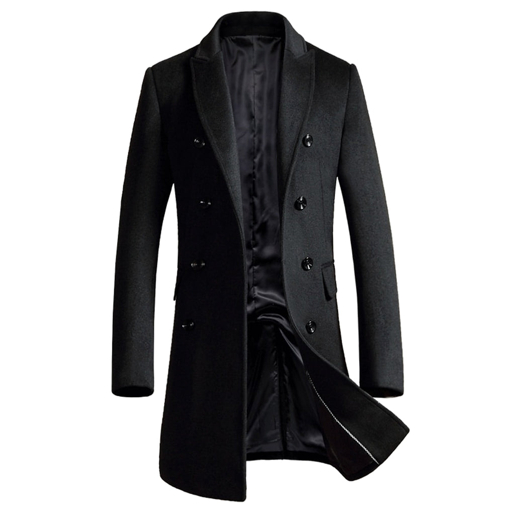 Men's woolen coat slim fit trench coat - enhanced image 1