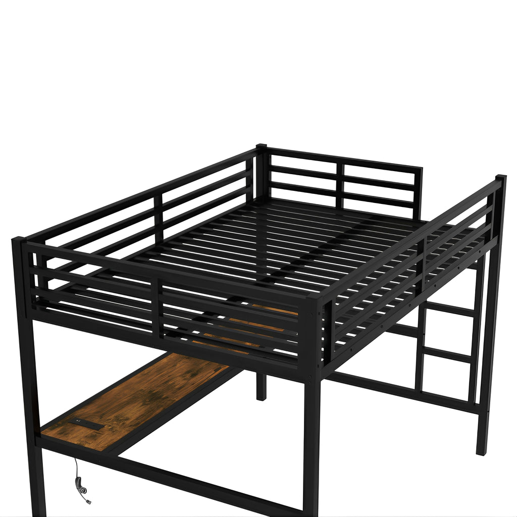 LuneluX_Home – Full Metall Loft Bed with Desk & Ambient Light - enhanced image 1