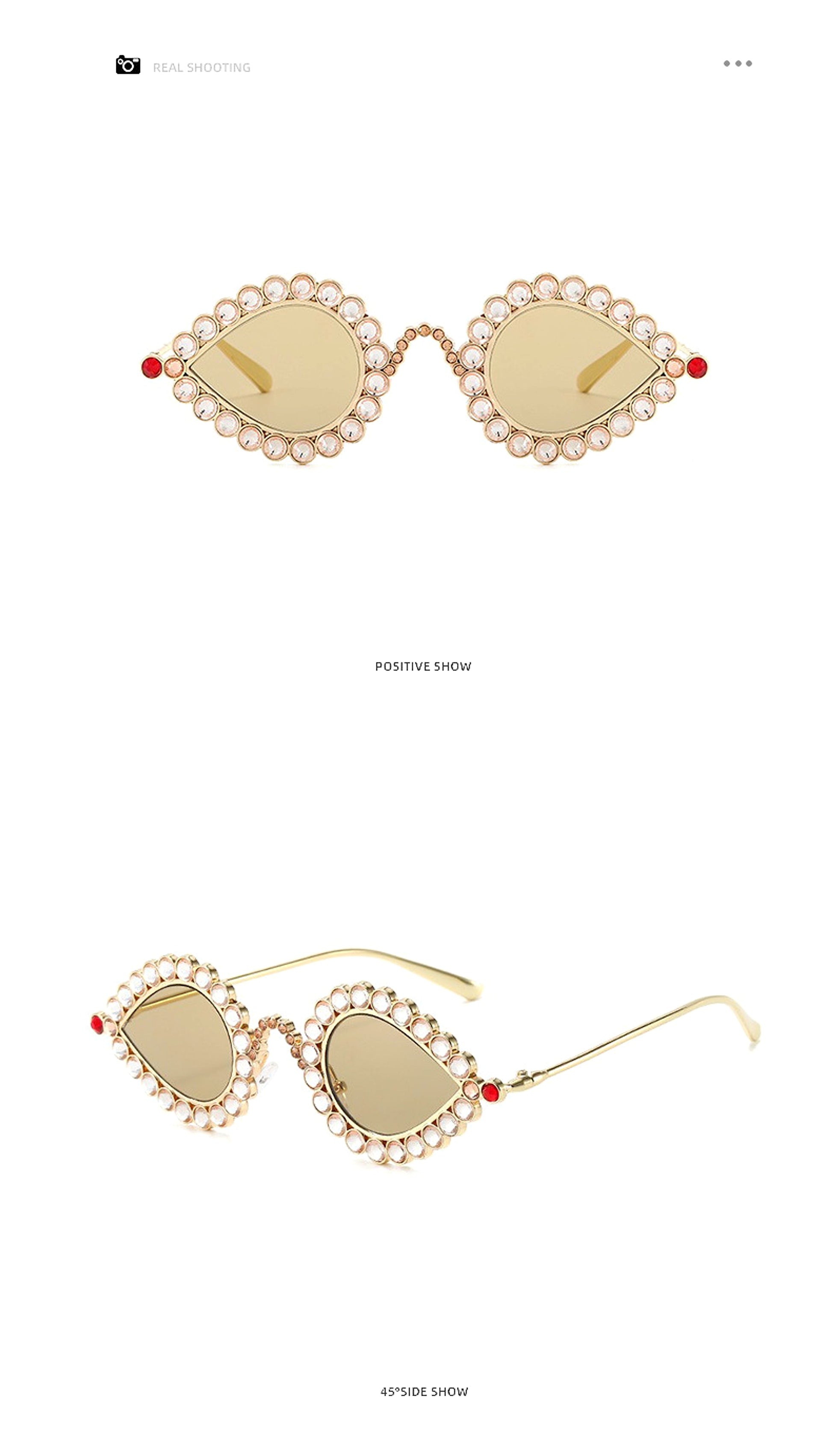 Z. Metal Small Frame Diamond Sun Glasses Accessories - enhanced image 1