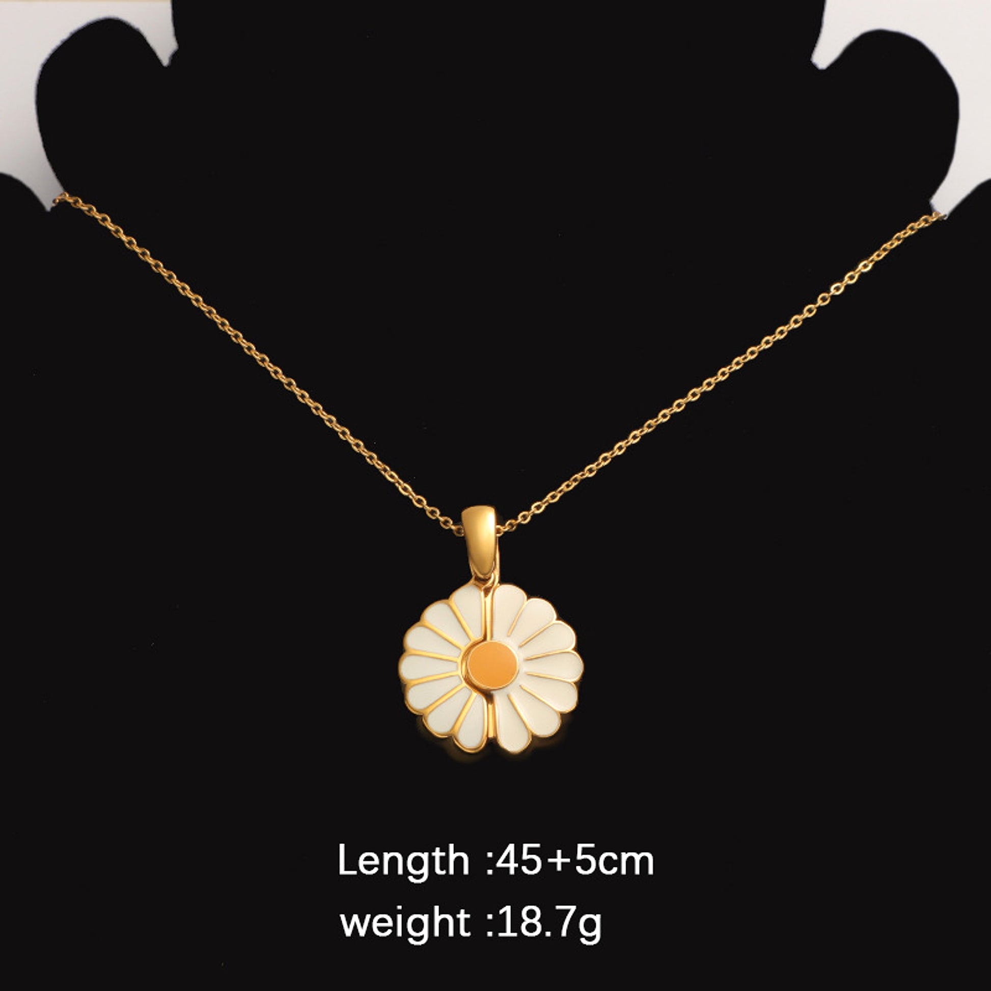 Mirror Stainless Steel Sunflower Pendant Necklace - enhanced image 1