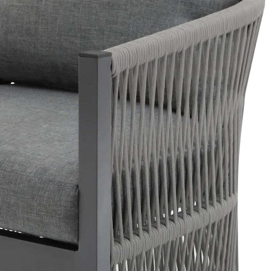 LuneluX_Home – Curved Rope-Weave Lounge Chair (Gray & Natural Beige) - enhanced image 1