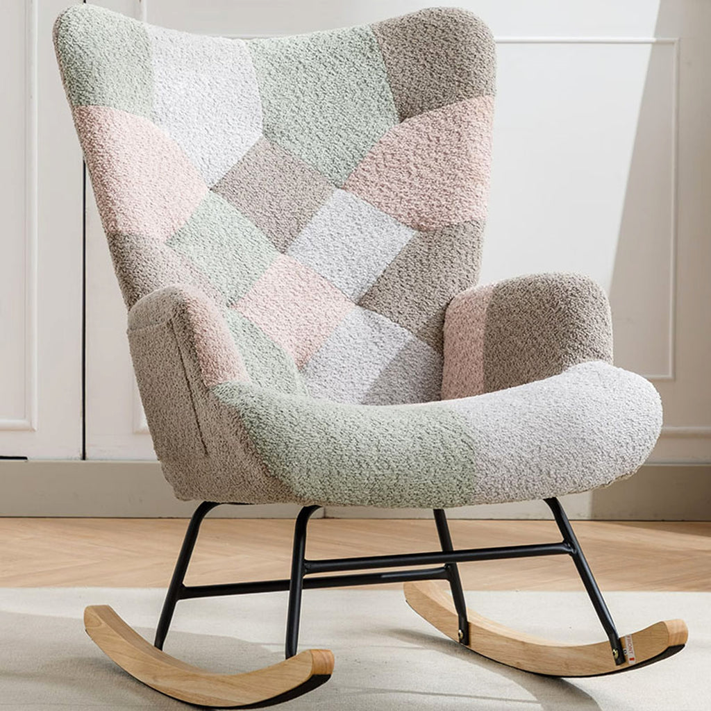 Modern Patchwork Rocking Chair – Macaron Edition - enhanced image 1
