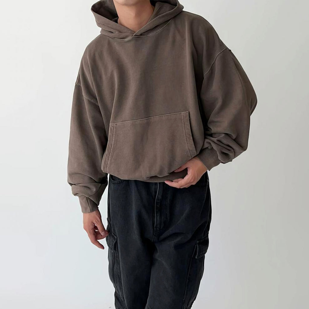 New Casual All-matching Hooded Loose Sweater Men's Retro Style Jacket - enhanced image 1
