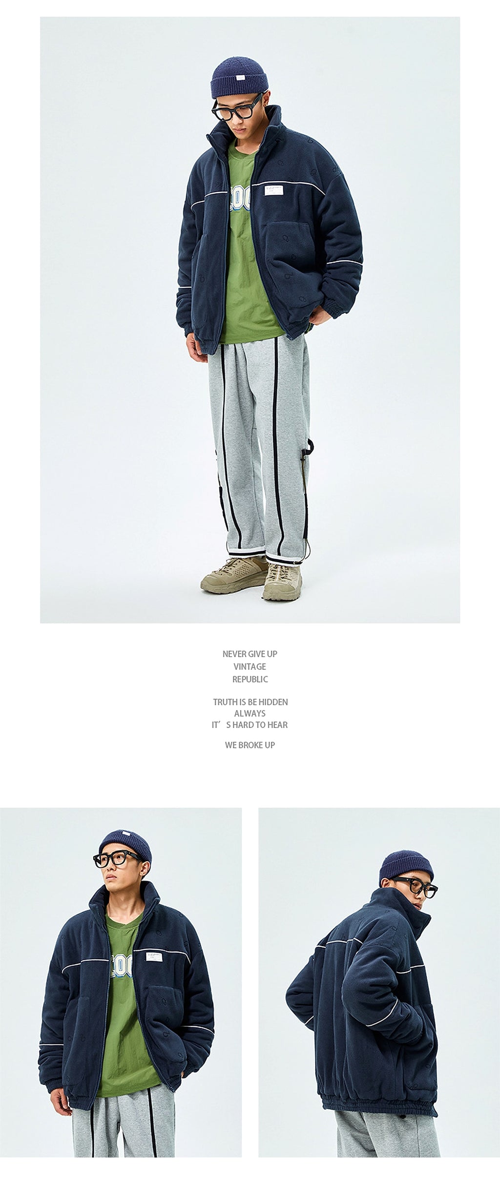 New Japanese Lamb Fleece Zipper Loose Cotton Coat For Men - enhanced image 1