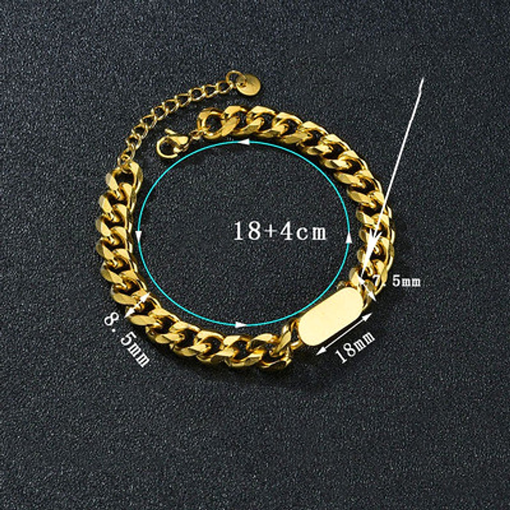 Oval Men's Engraved Bracelet DIY Personality - enhanced image 1