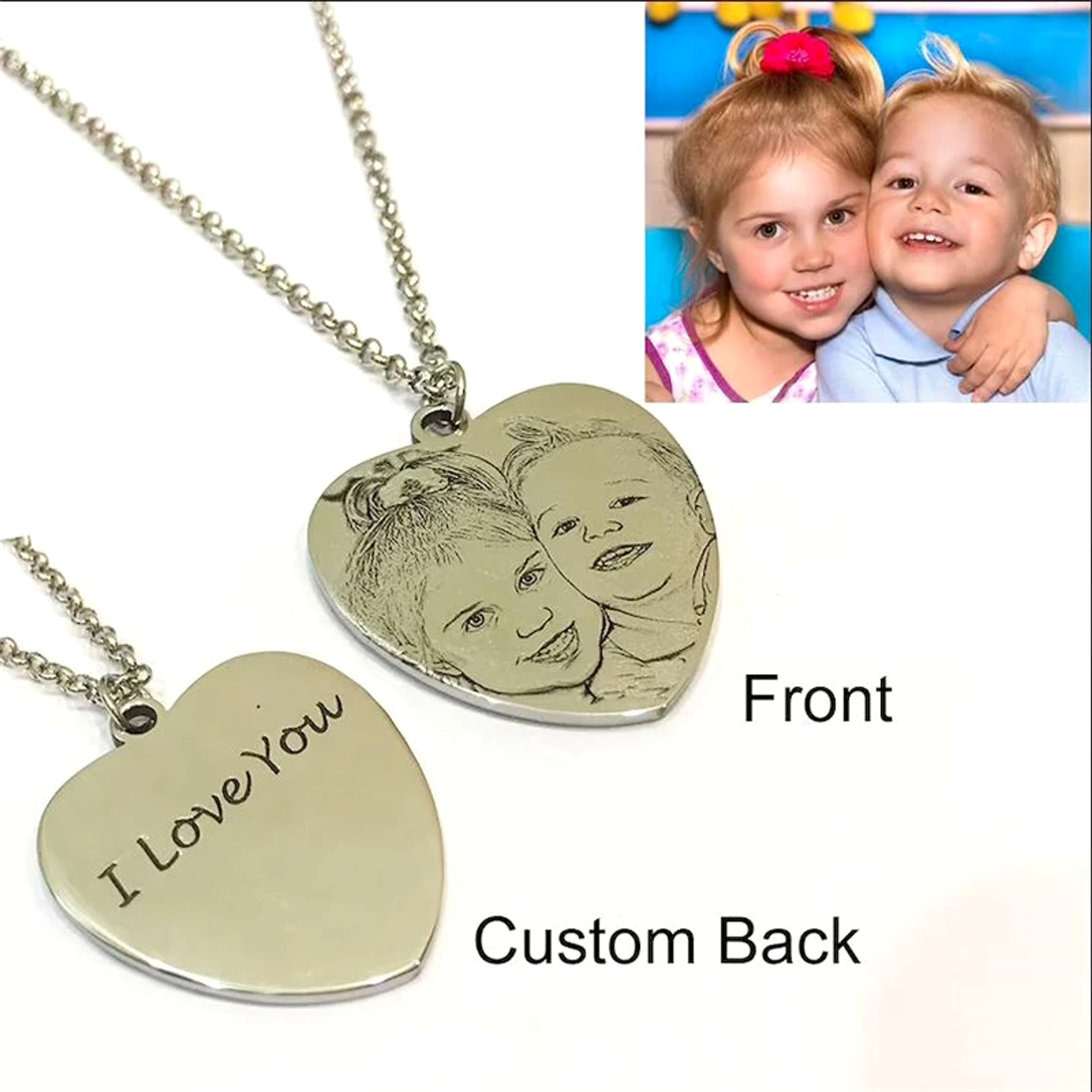 Pattern Photo Carving Personality DIY Titanium Steel Necklace - enhanced image 1