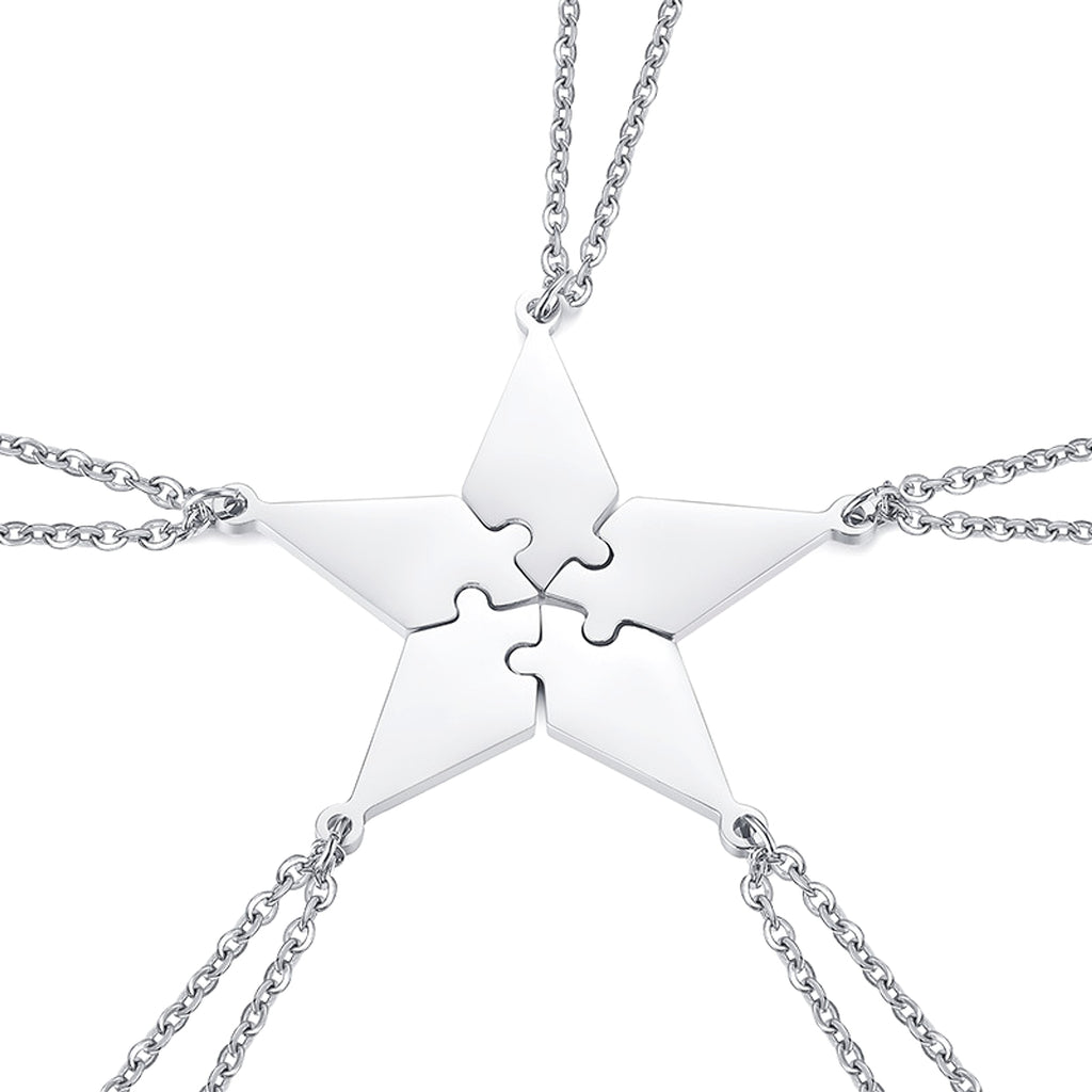 Personalized Pendant Titanium Steel Five-pointed Star Necklace DIY Lettering Present - enhanced image 1