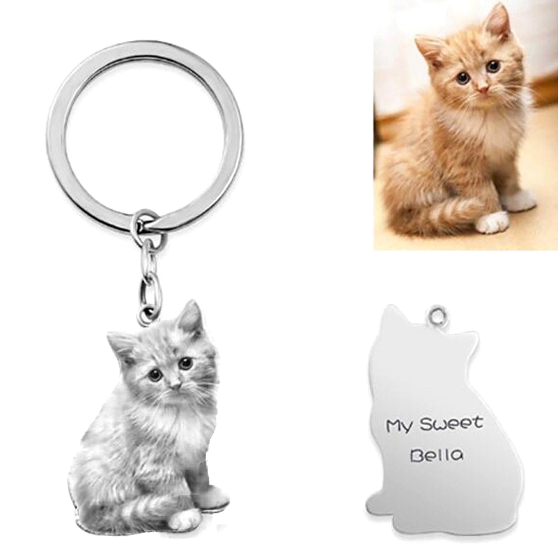 Custom Pet Photo Necklace & Keychain – Personalized Pet Memorial Gift - enhanced image 1