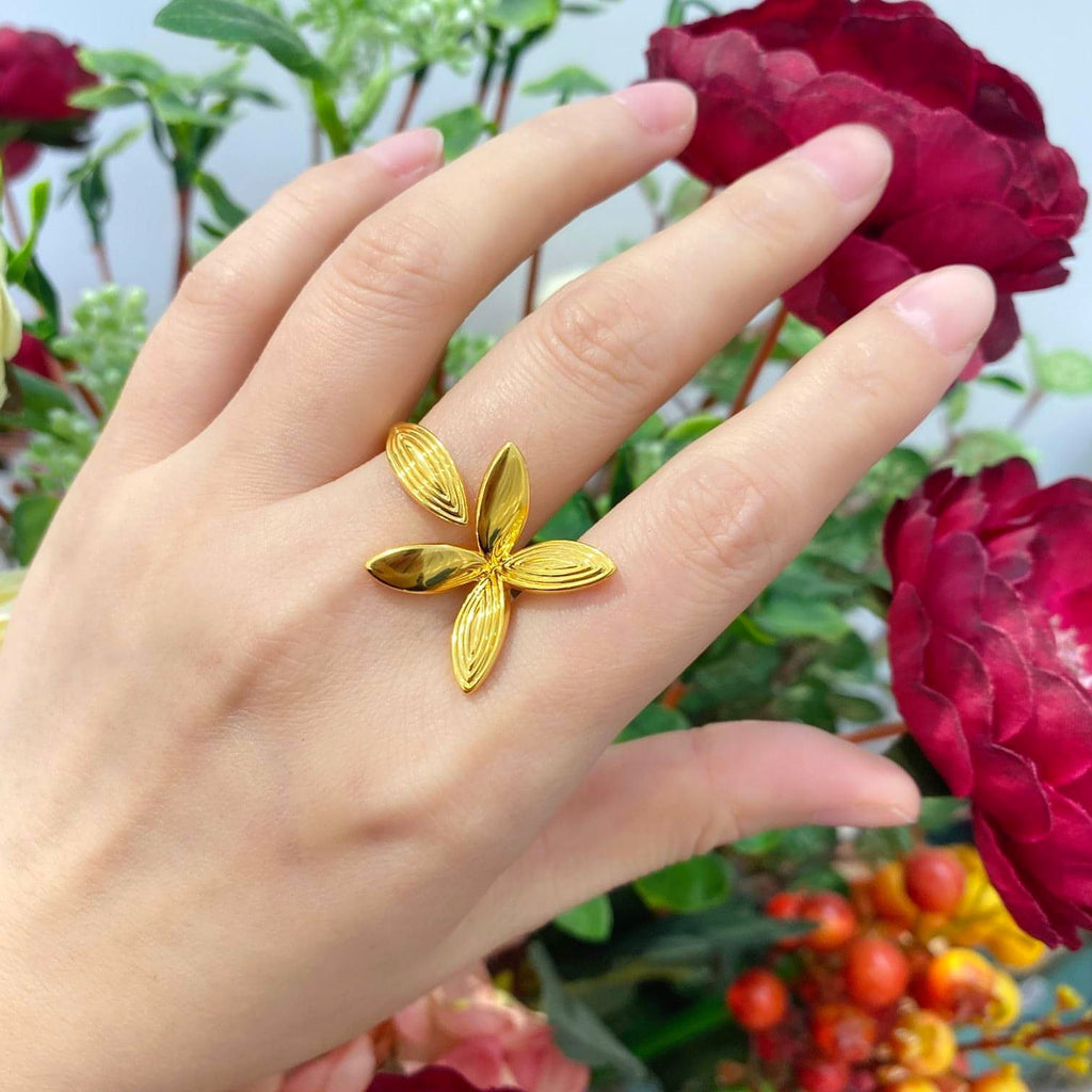 Pure Gold Foot 999 Gold Butterfly Flower Ring Weighs - enhanced image 1