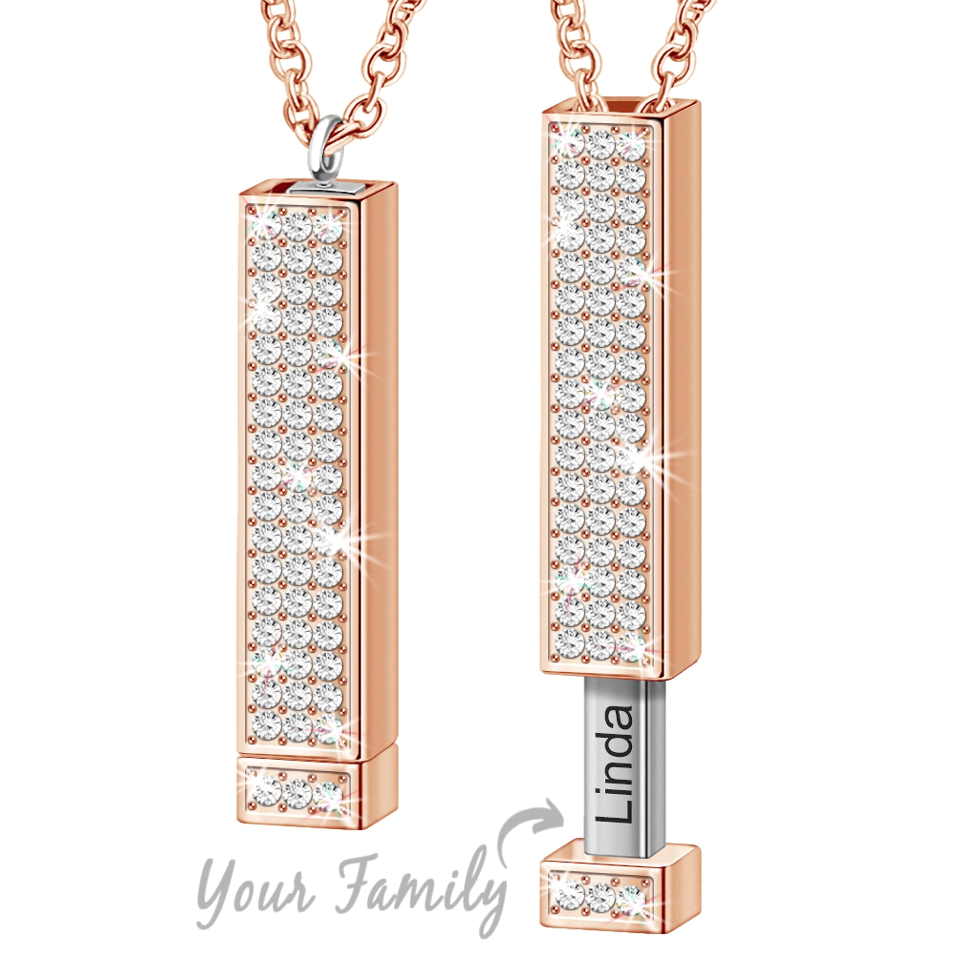Retractable Three-dimensional Rod Pendant DIY Customized Name Diamond Necklace - enhanced image 1
