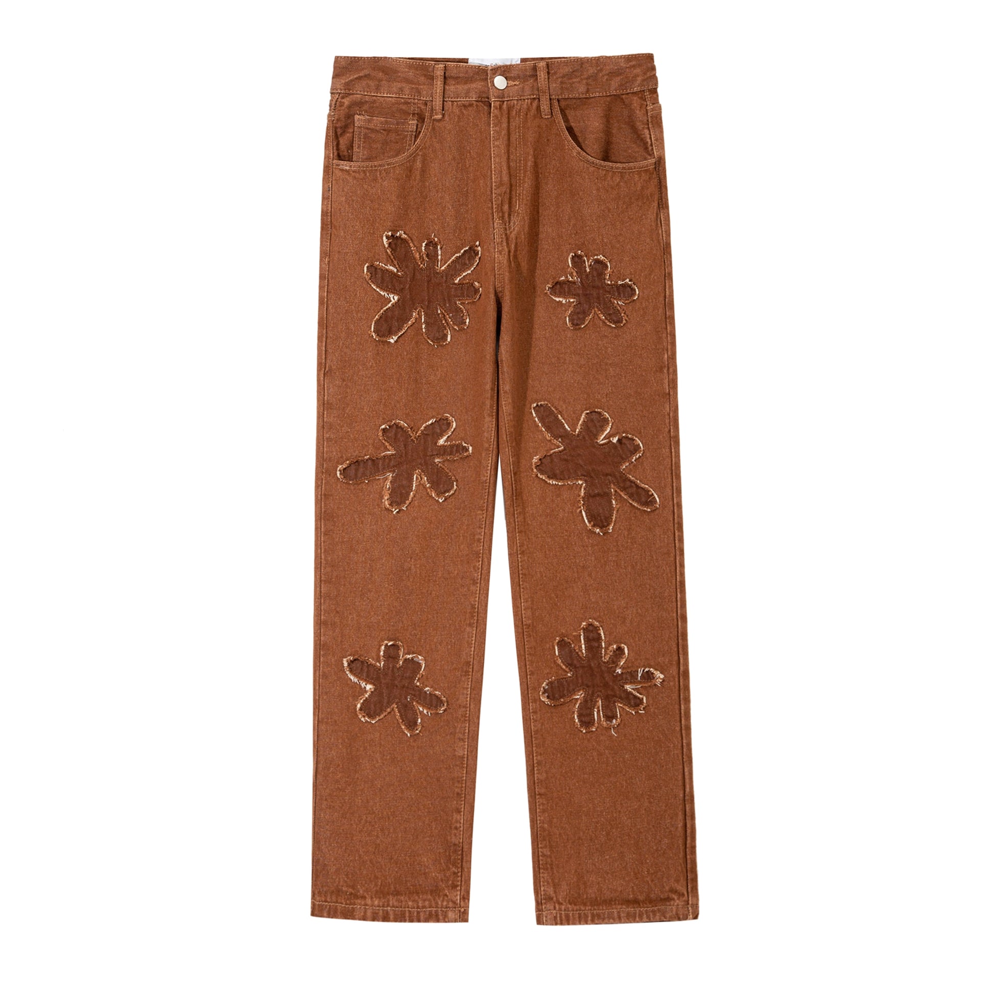 Retro Burnt Flowers Niche Wash Old Jeans For Men - enhanced image 1