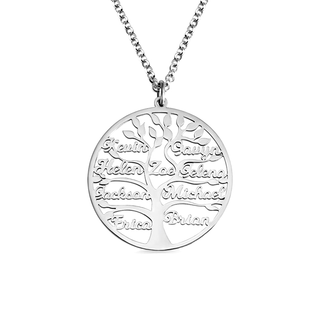 Rose Gold Family Tree Name Necklace Tree Of Life Stainless Steel Customised Necklace - enhanced image 1