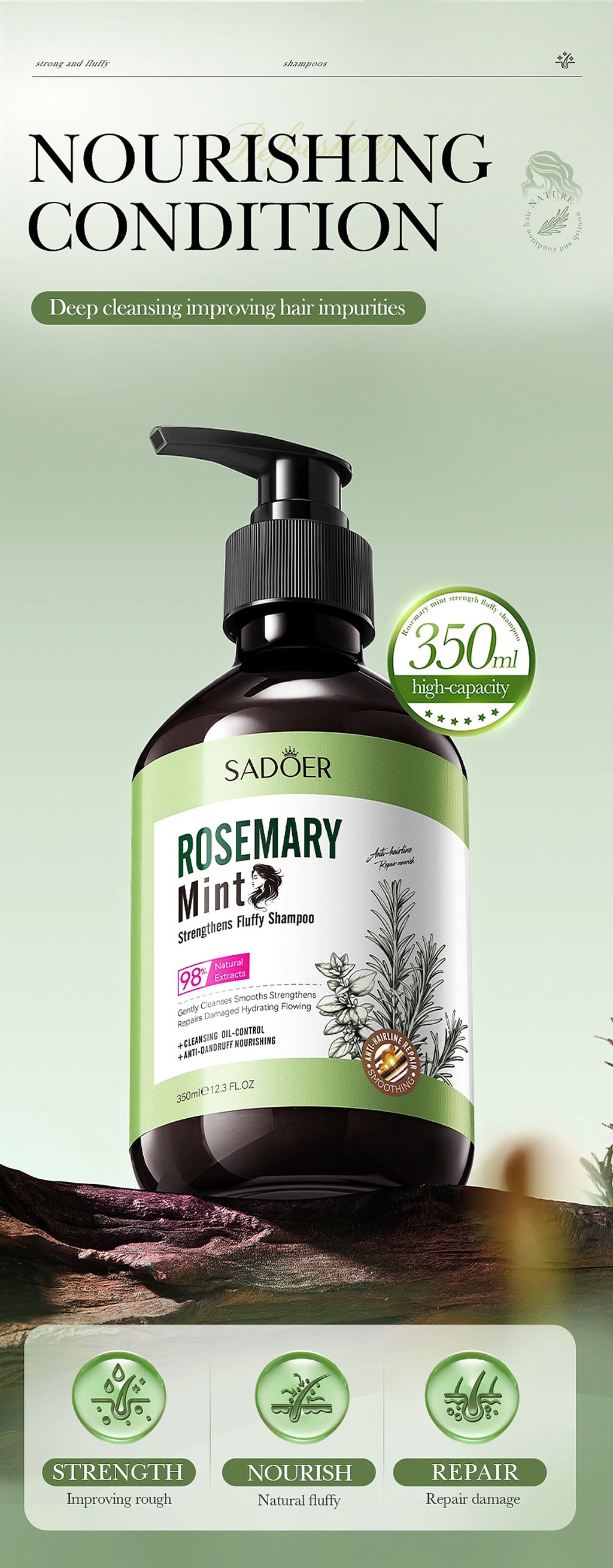 Rosemary Mint Shampoo – Refresh. Strengthen. Naturally Clear. - enhanced image 1