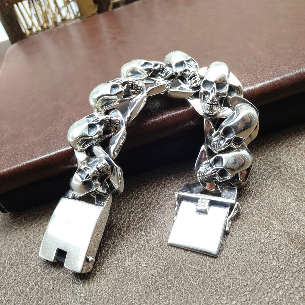S925 Personality Feather Skull Bracelet For Men - enhanced image 1