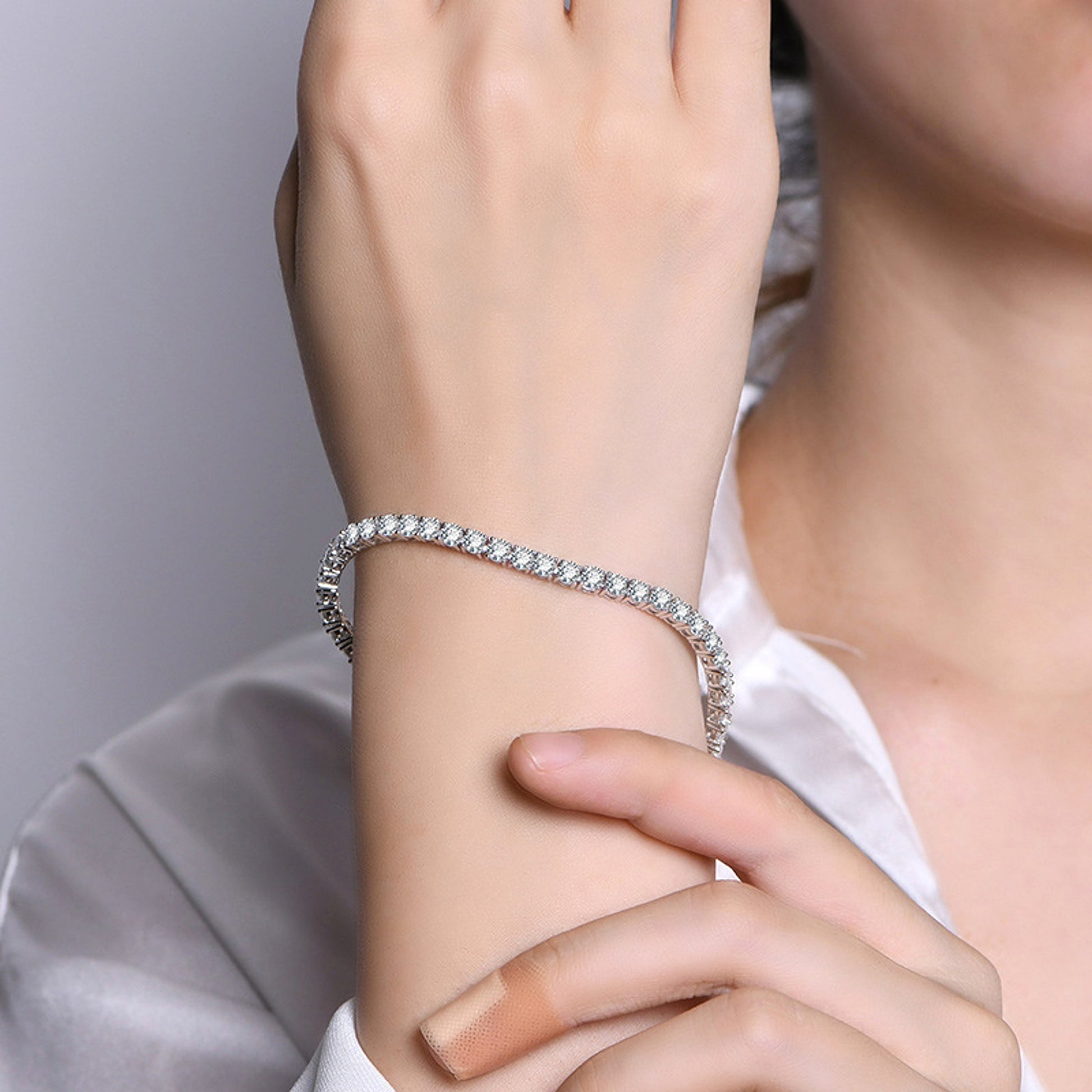 S925 Silver Mosan Diamond Bracelet Female - enhanced image 1