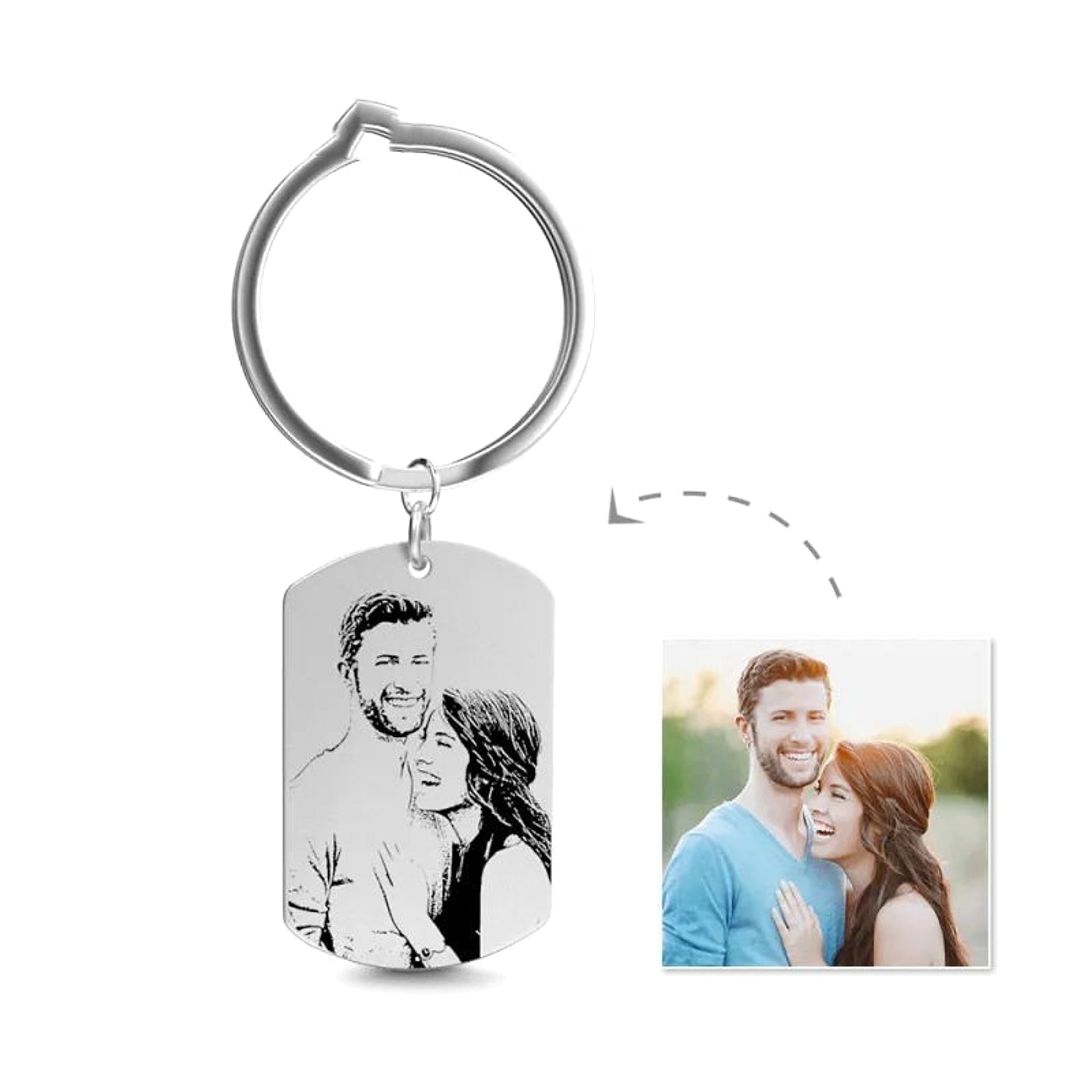 Personalized Photo Keychain – Custom S925 Sterling Silver Picture Pendant - enhanced image 1