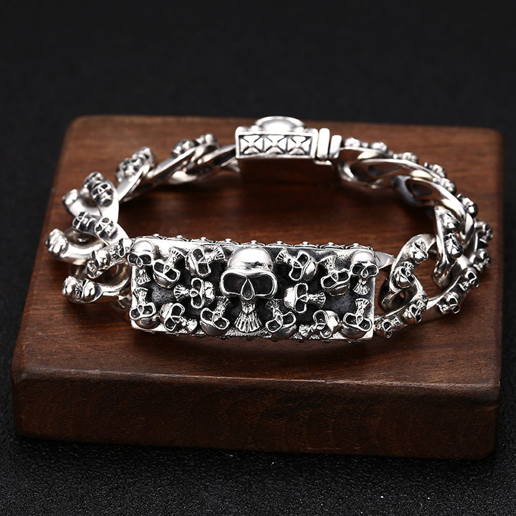 S925 Sterling Silver Men's Personalized Hip Hop Style Eternal Vine Pig Nose Bracelet - enhanced image 1