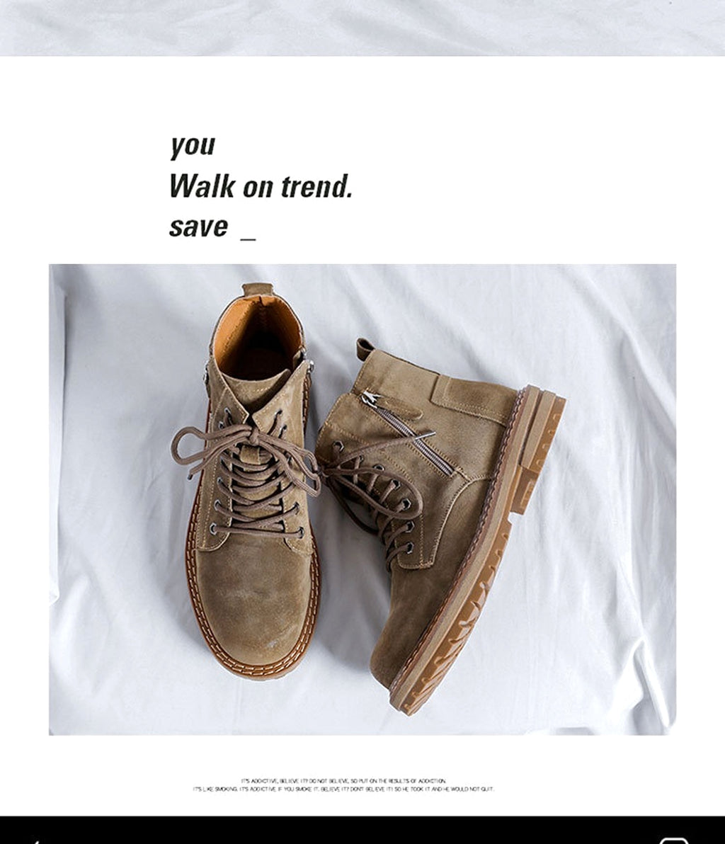 Side Zipper Seven-hole Super Popular Ins High Street Fashionable Handsome Ankle Boots - enhanced image 1