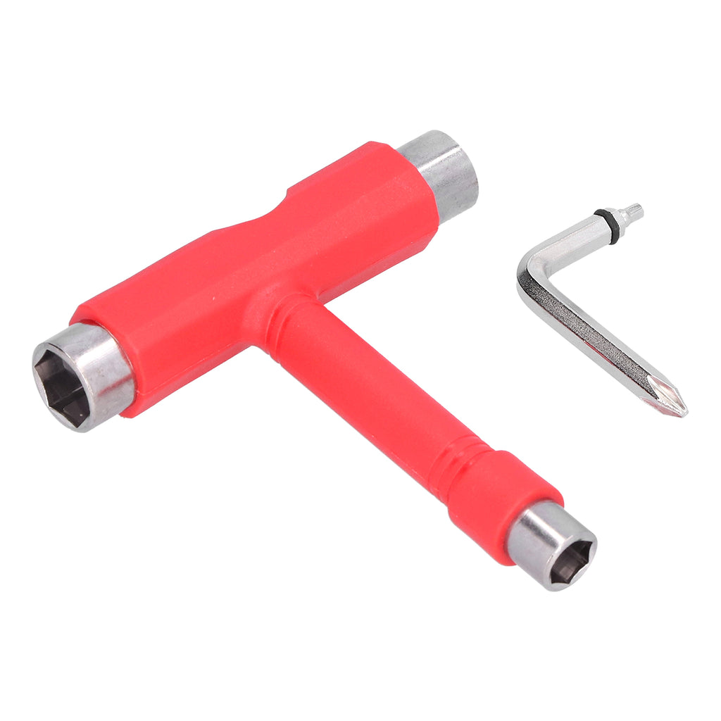 Skate Tool MultiFunction Portable Skateboard TType Hex Key Kit Fastener Hardware Red - enhanced image 1