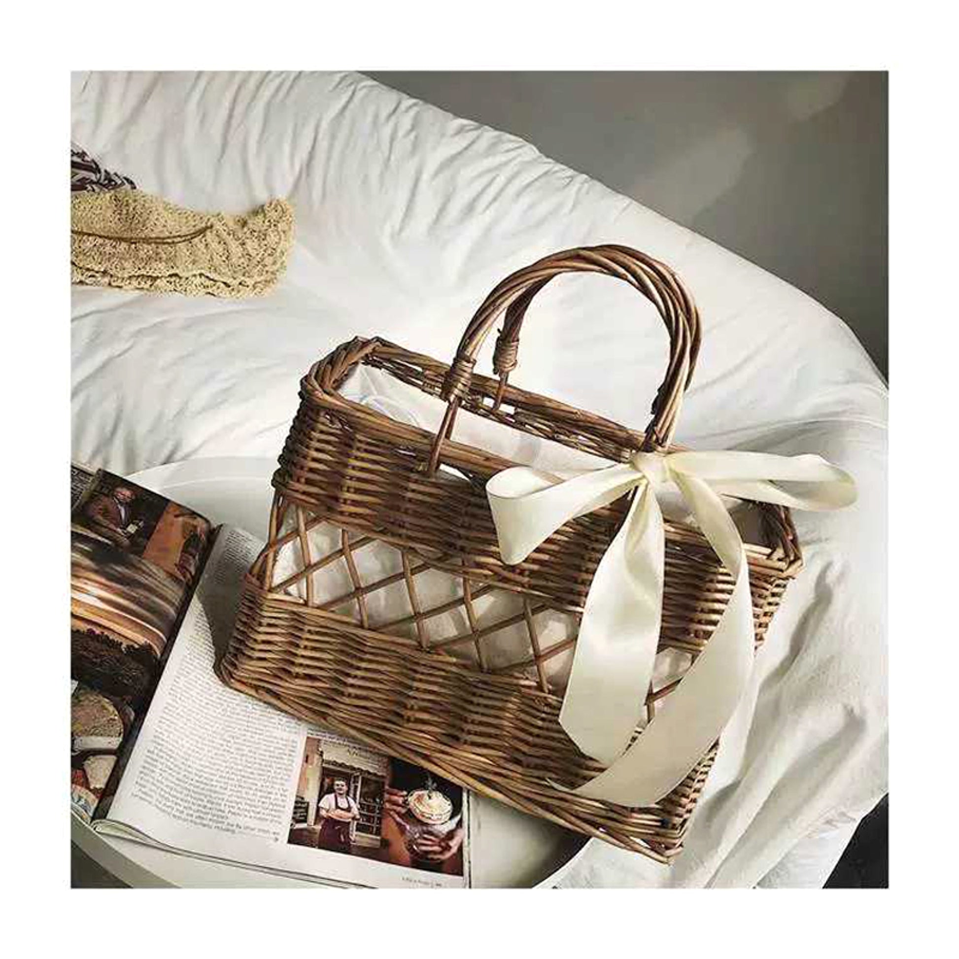 SolunaWeave™ – HollowBlossom Rattan Tote - enhanced image 1