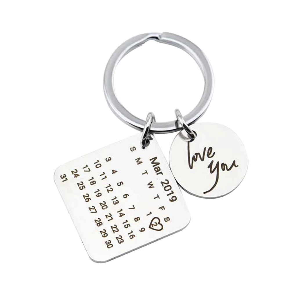 Personalized Stainless Steel Calendar Keychain – Custom Engraved Date Gift - enhanced image 1