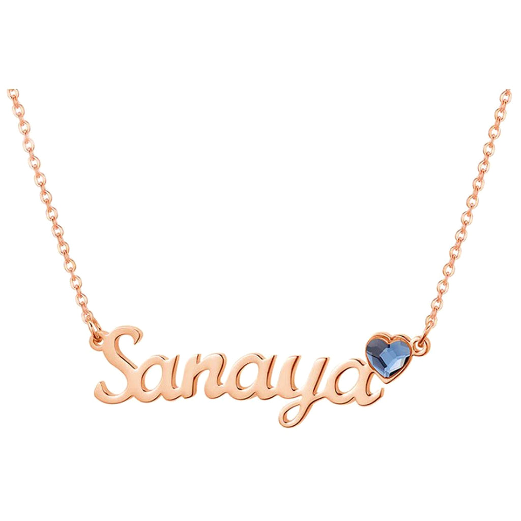 Stainless Steel English Letter Heart-shaped Birthday Stone Necklace - enhanced image 1