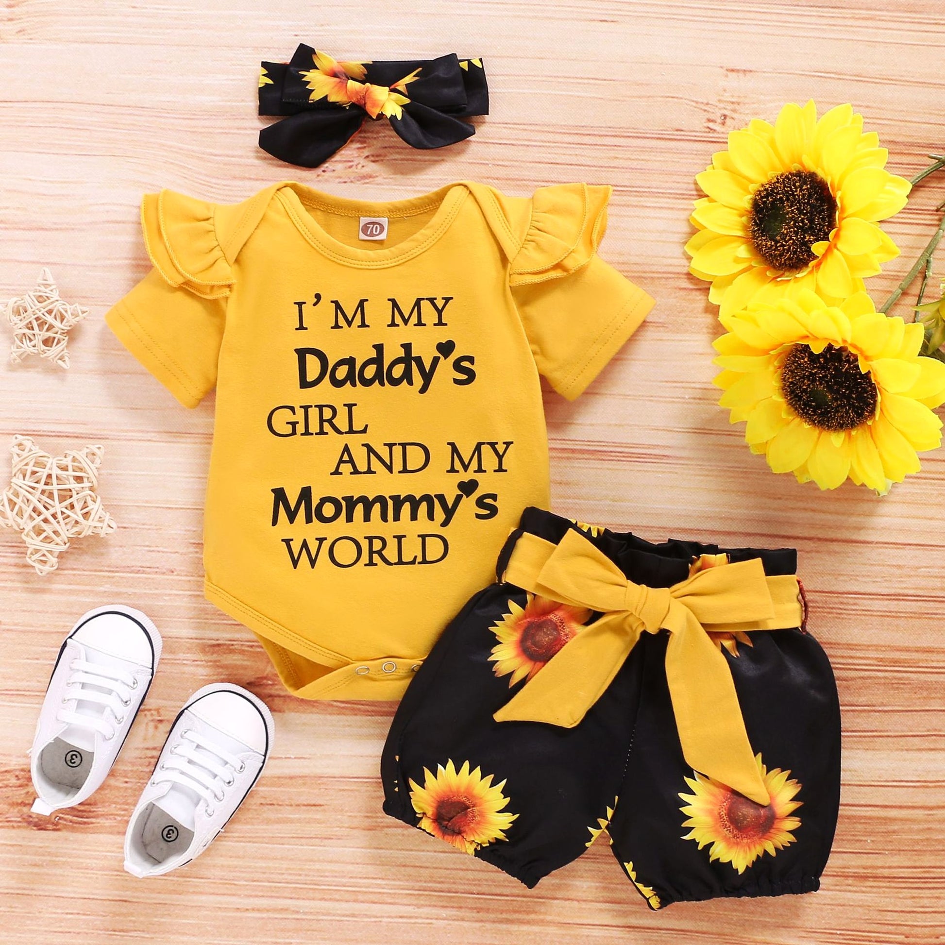 SunnyBloom™ – 3-Piece Baby Girl Sunflower Outfit - enhanced image 1