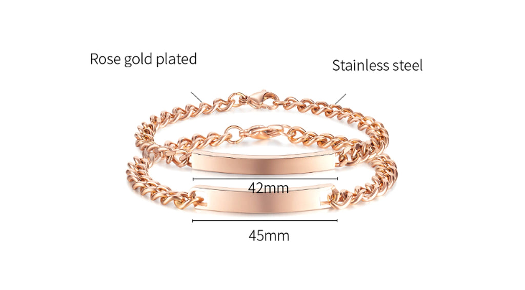 Titanium Steel Curved Plate Rose Gold Plated Men's And Women's Bracelet Bracelet - enhanced image 1