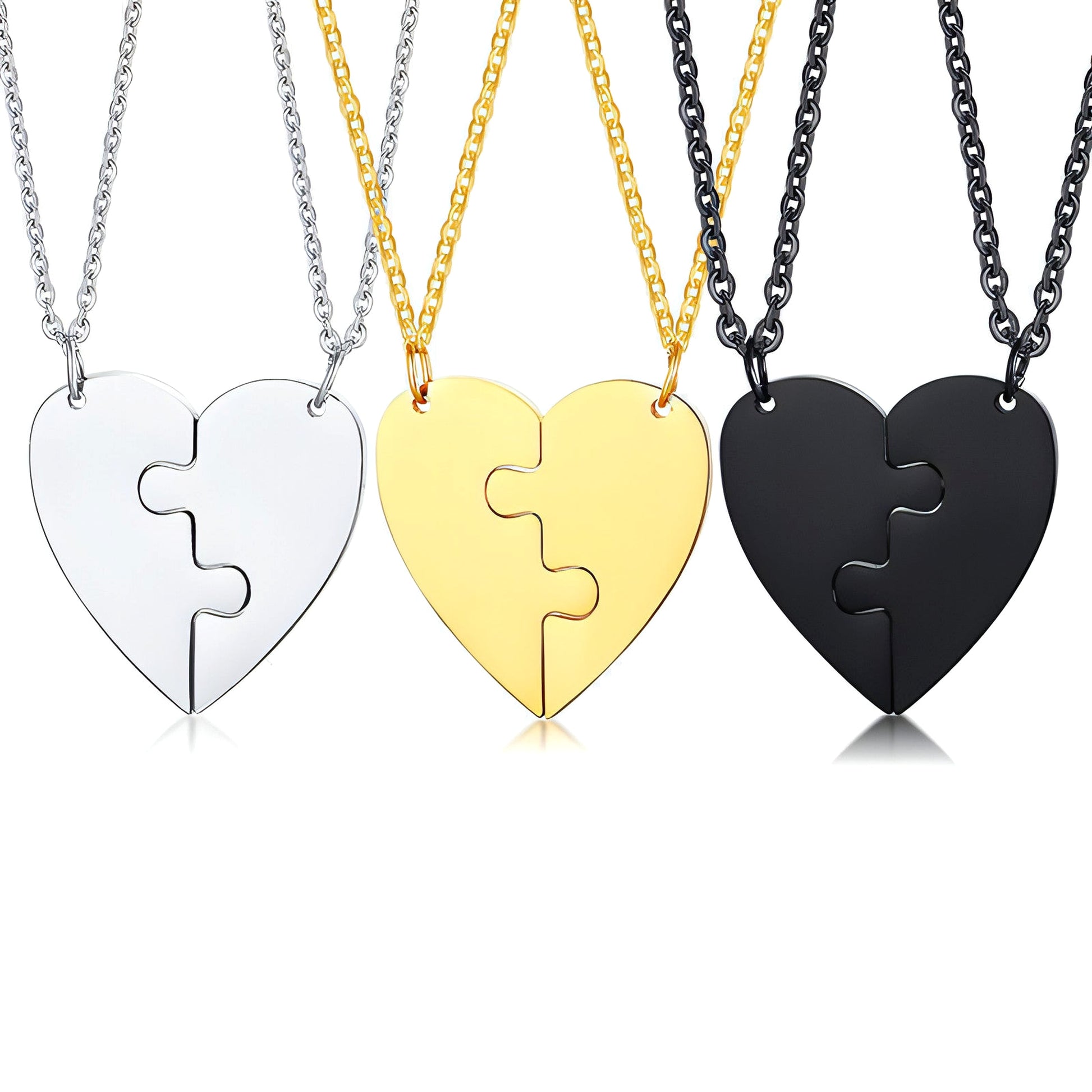 Titanium Steel Heart-Shaped Friendship Pendant – Two-Piece Jewelry - enhanced image 1