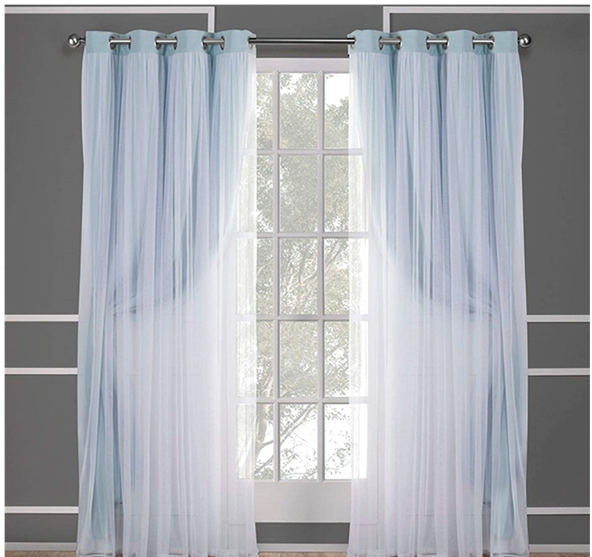 Velura™ – Double Layer Lace-Trim Blackout Curtain - enhanced image 1
