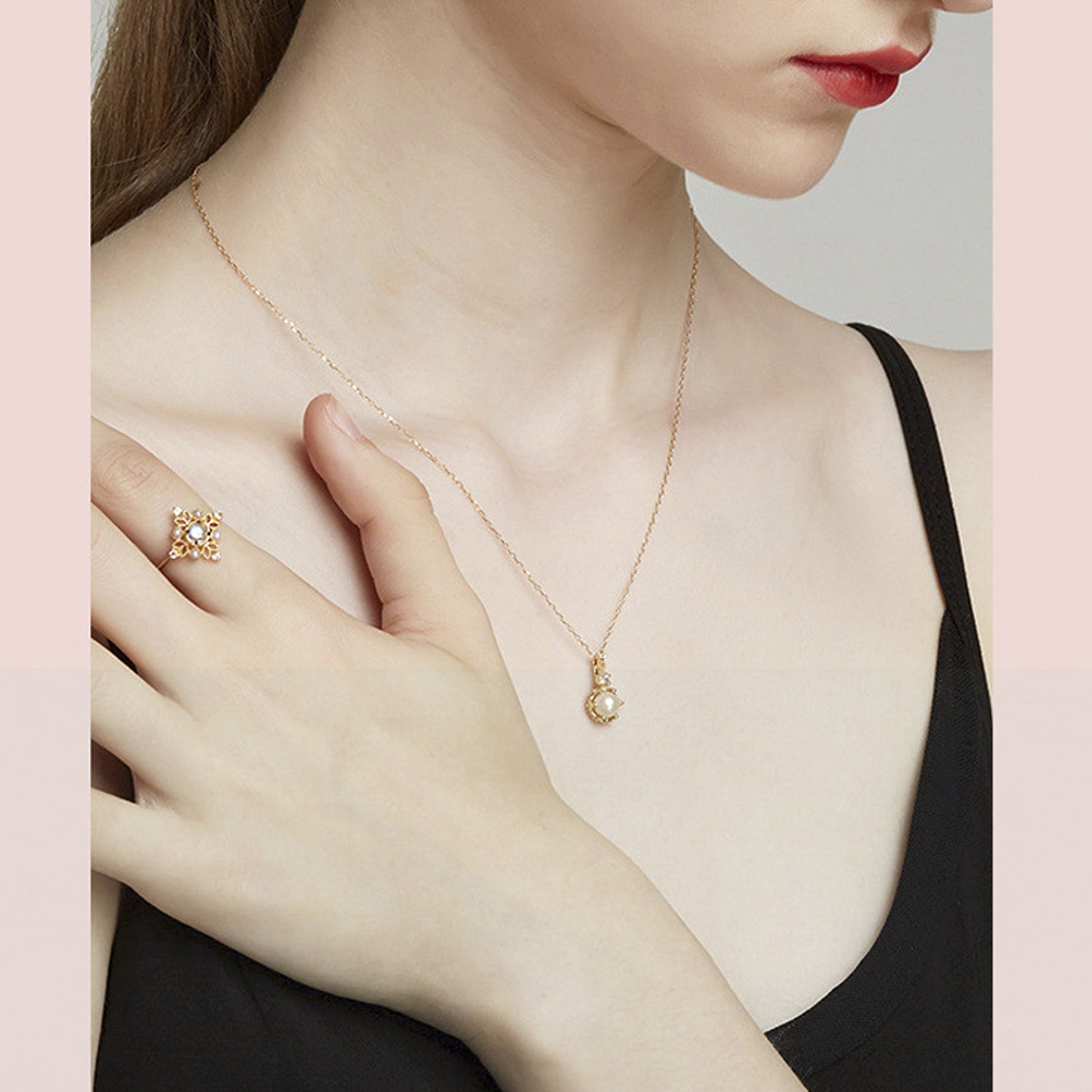 LuxeJewels™ – Ethereal Moonstone Pearl Ring - enhanced image 1