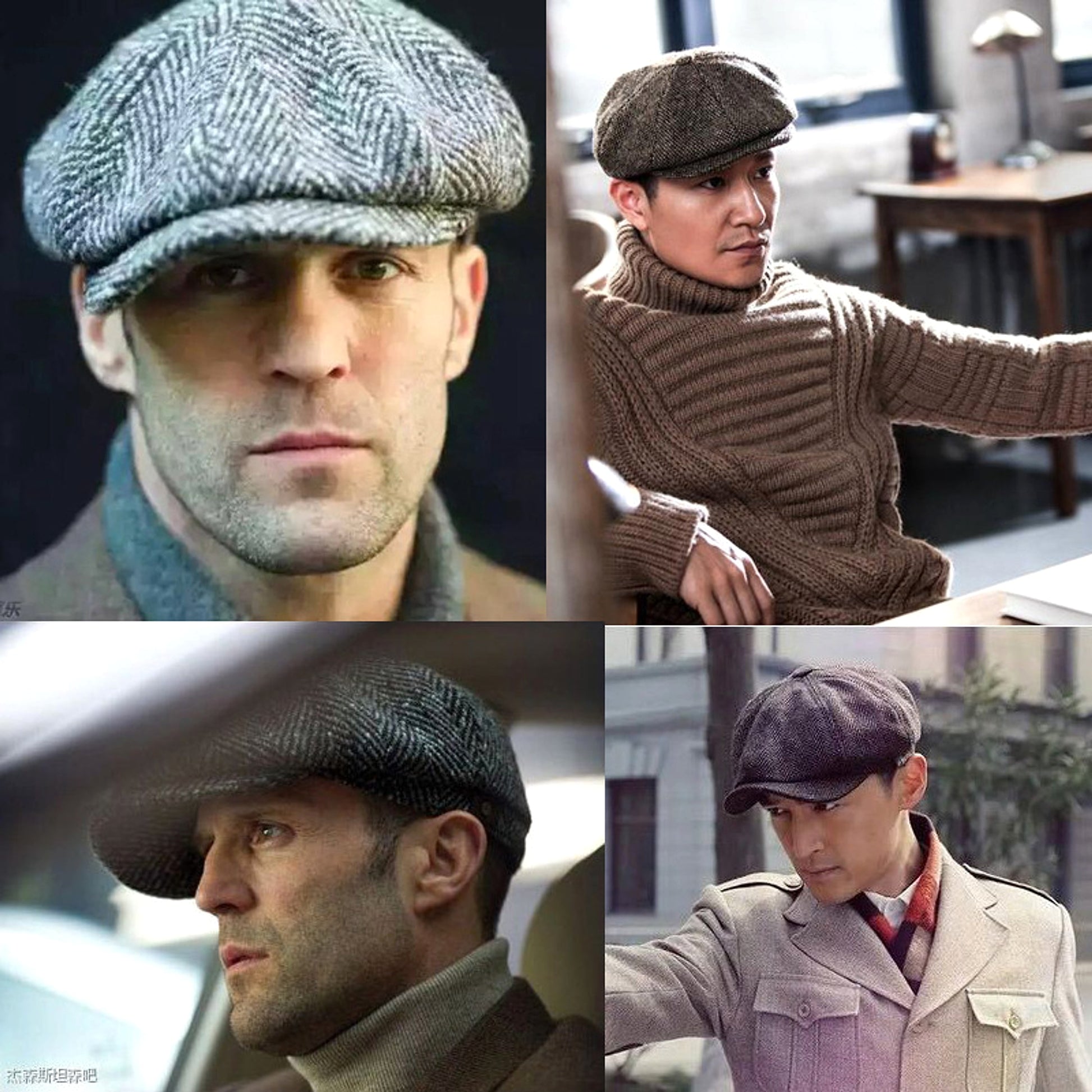 A1. Vintage Spring And Autumn Leisure Wool British Octagonal Hat - enhanced image 1
